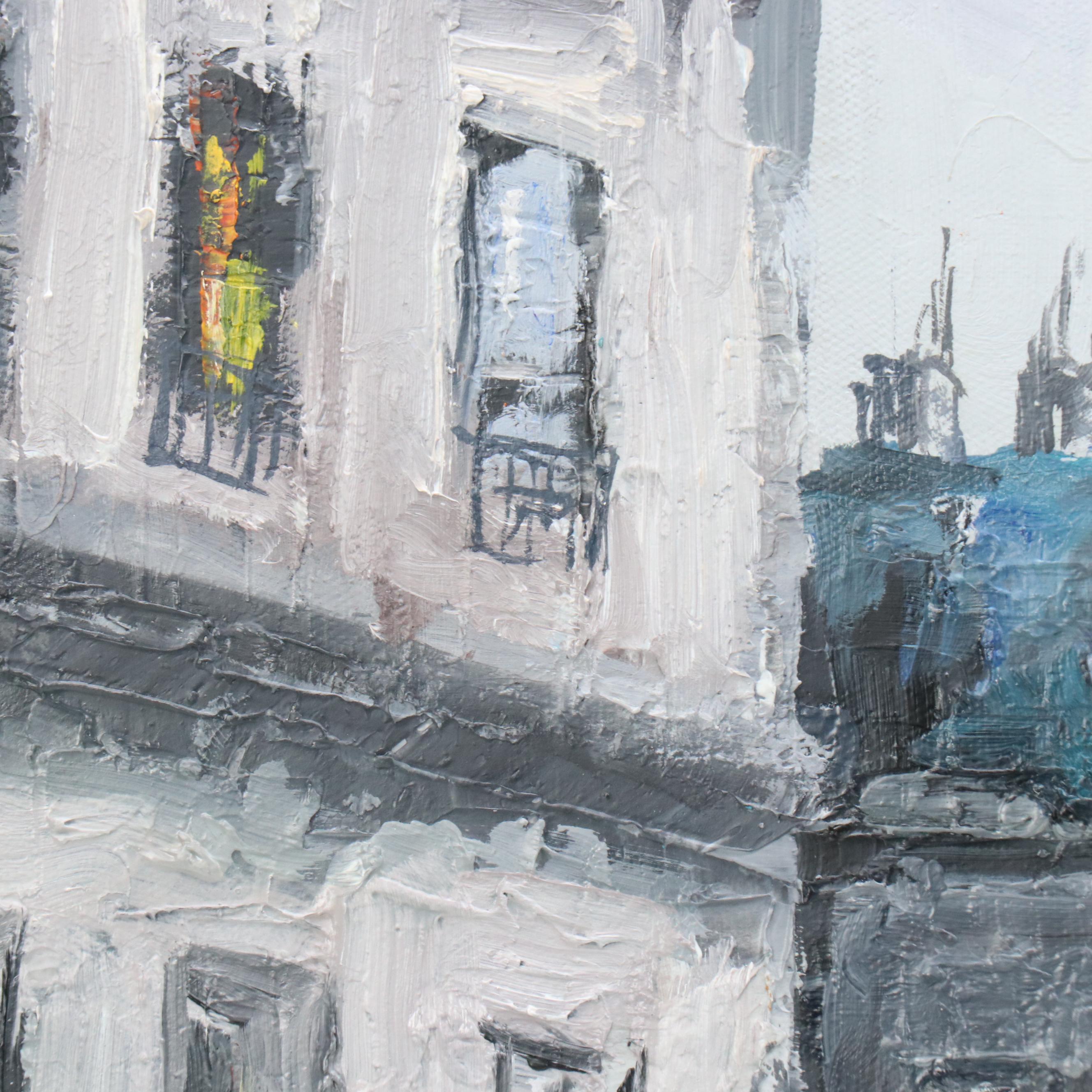 Impasto Parisian Street Scene Oil Painting, Late 20th Century