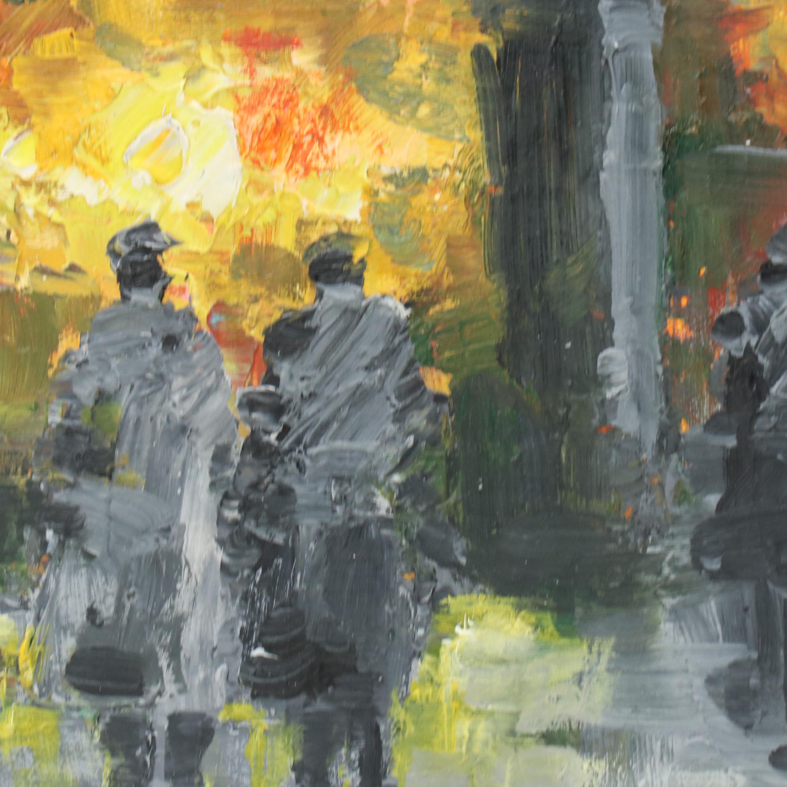 Impasto Parisian Street Scene Oil Painting, Late 20th Century