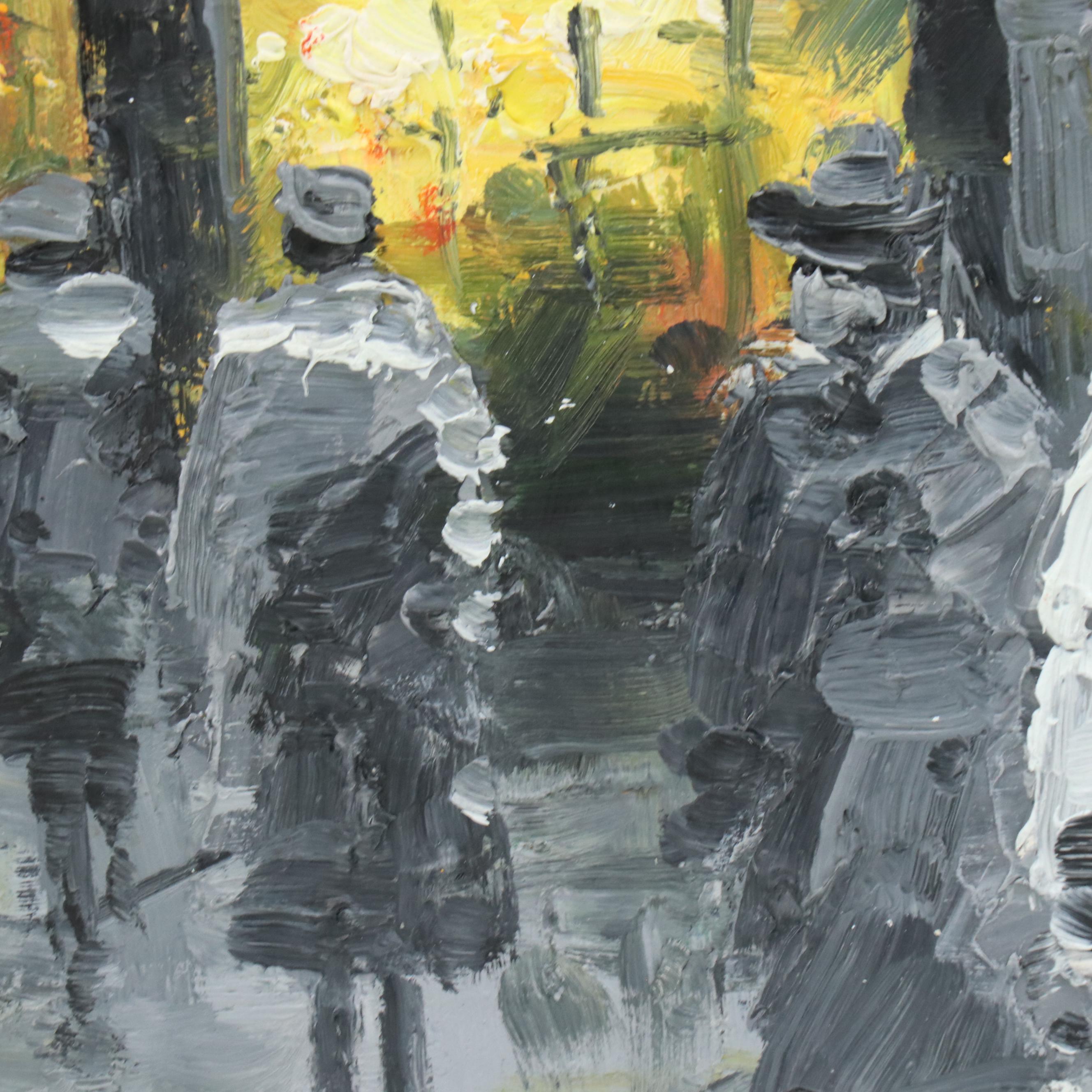 Impasto Parisian Street Scene Oil Painting, Late 20th Century