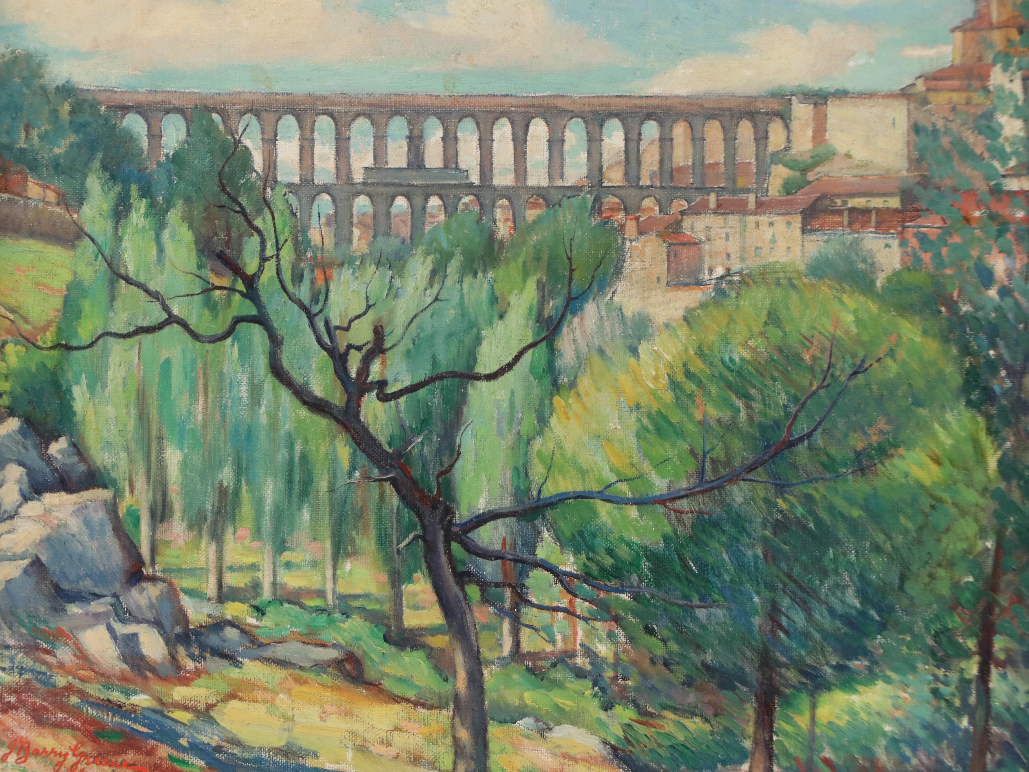 J. Barry Greene Post-Impressionist Oil Painting "The Aqueducts," 1929