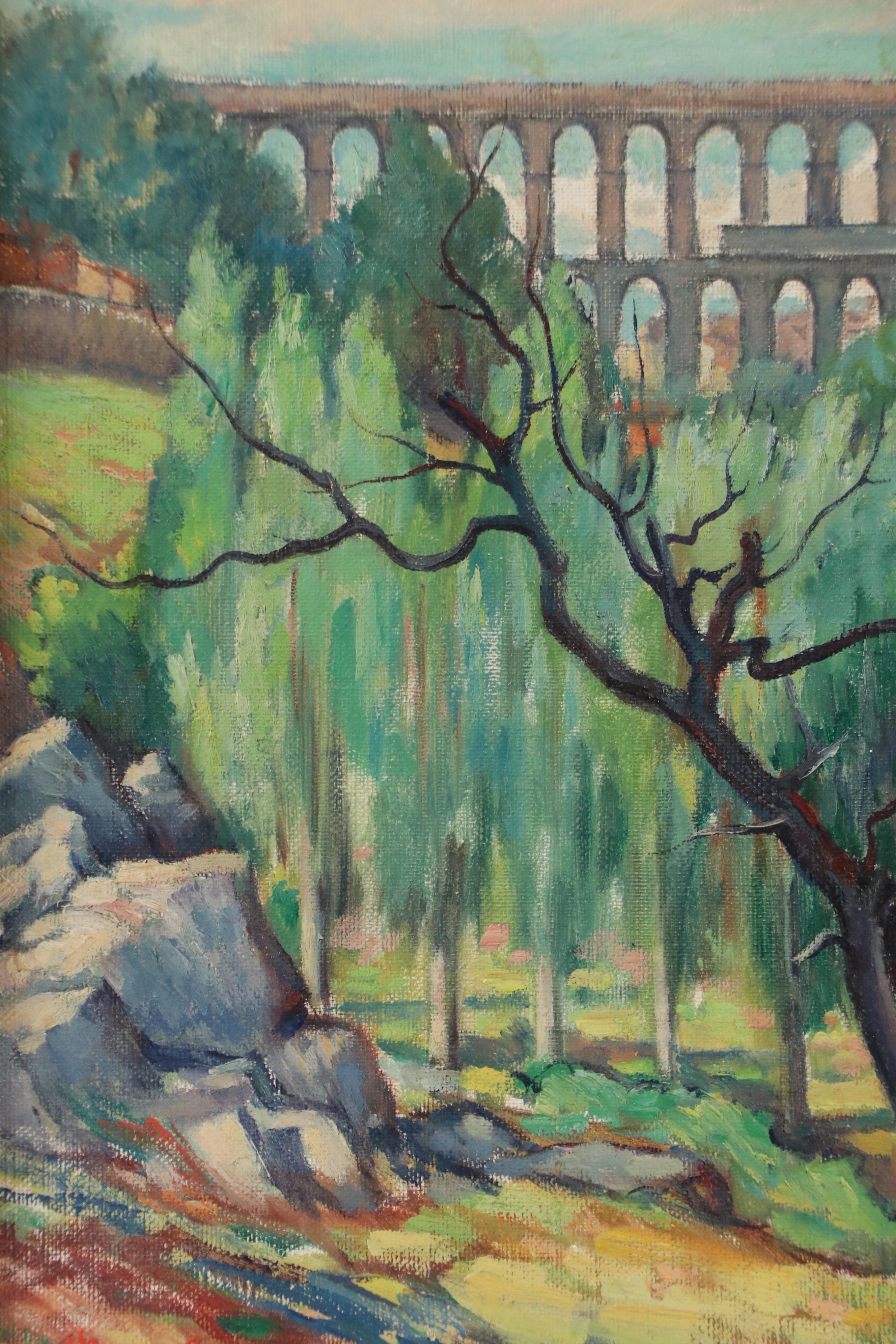 J. Barry Greene Post-Impressionist Oil Painting "The Aqueducts," 1929