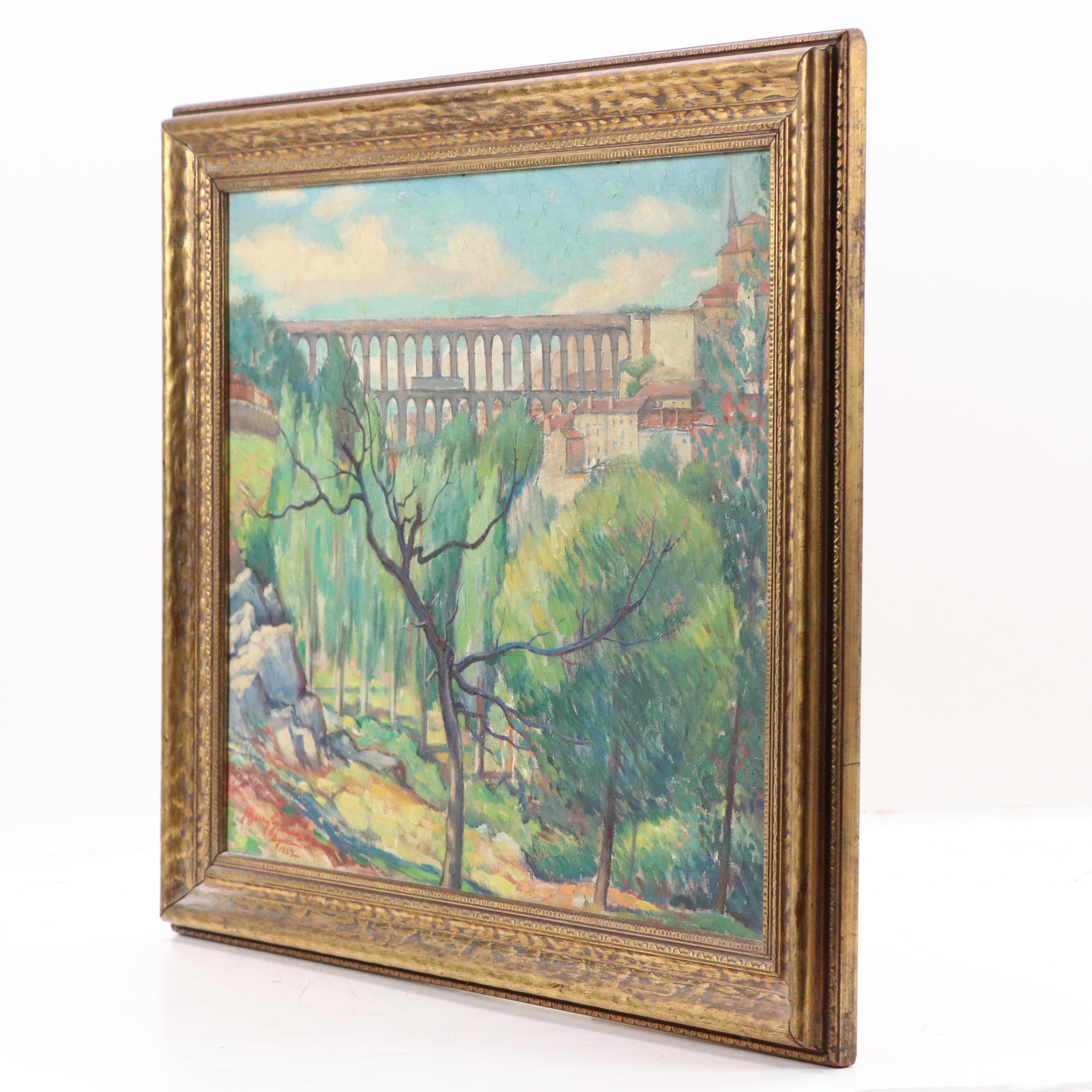 J. Barry Greene Post-Impressionist Oil Painting "The Aqueducts," 1929