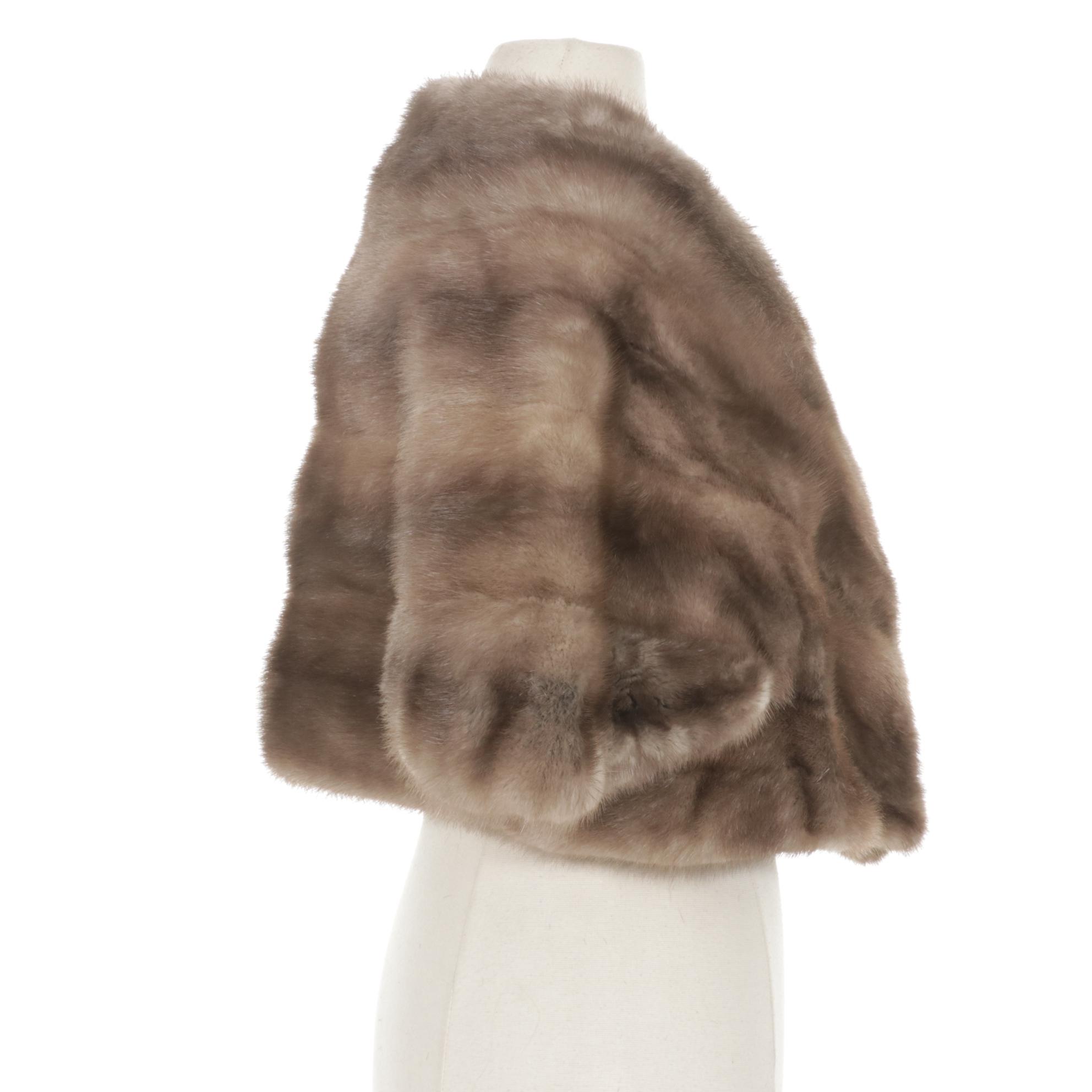 Silver Mink Fur Shawl Stole by Corboe Furs