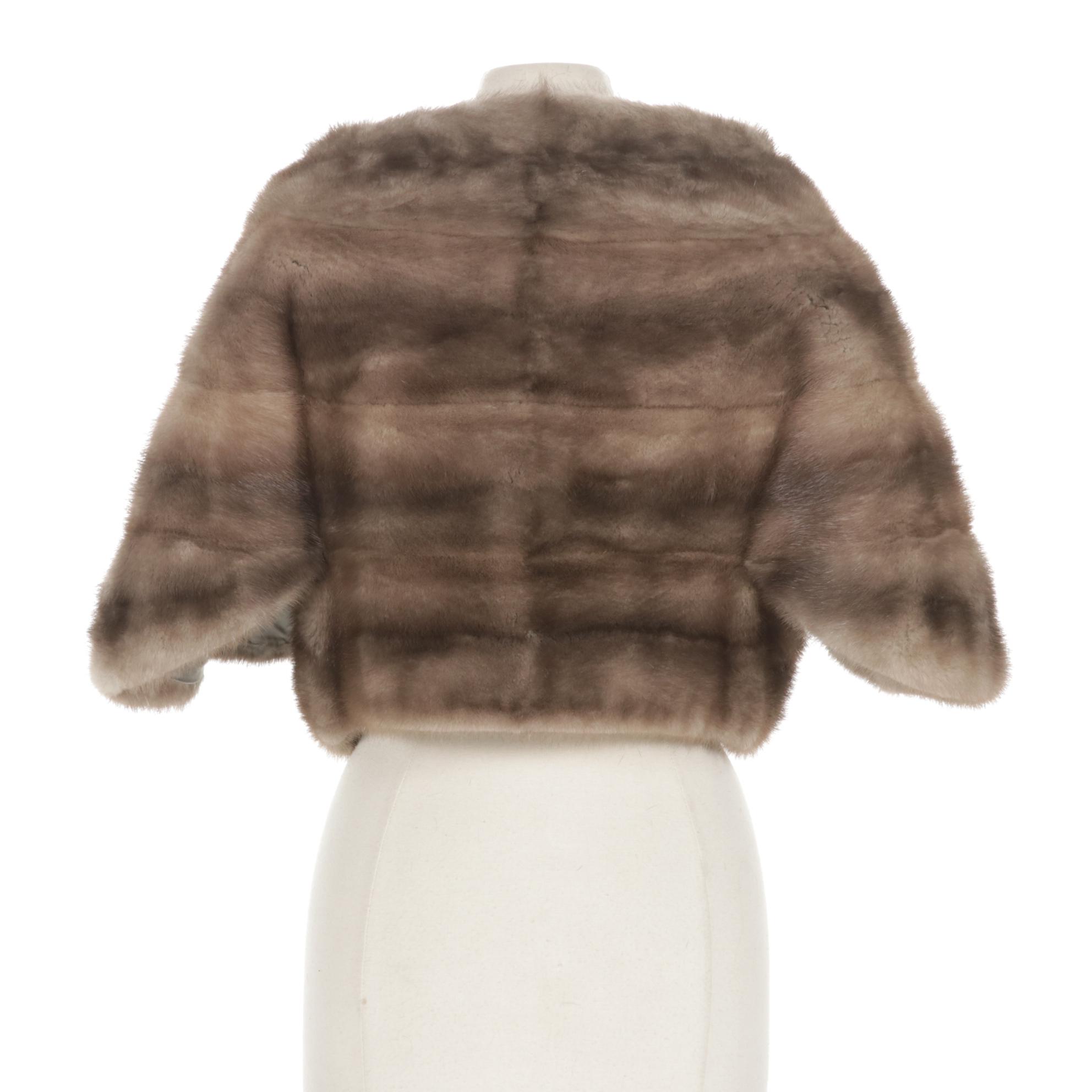 Silver Mink Fur Shawl Stole by Corboe Furs