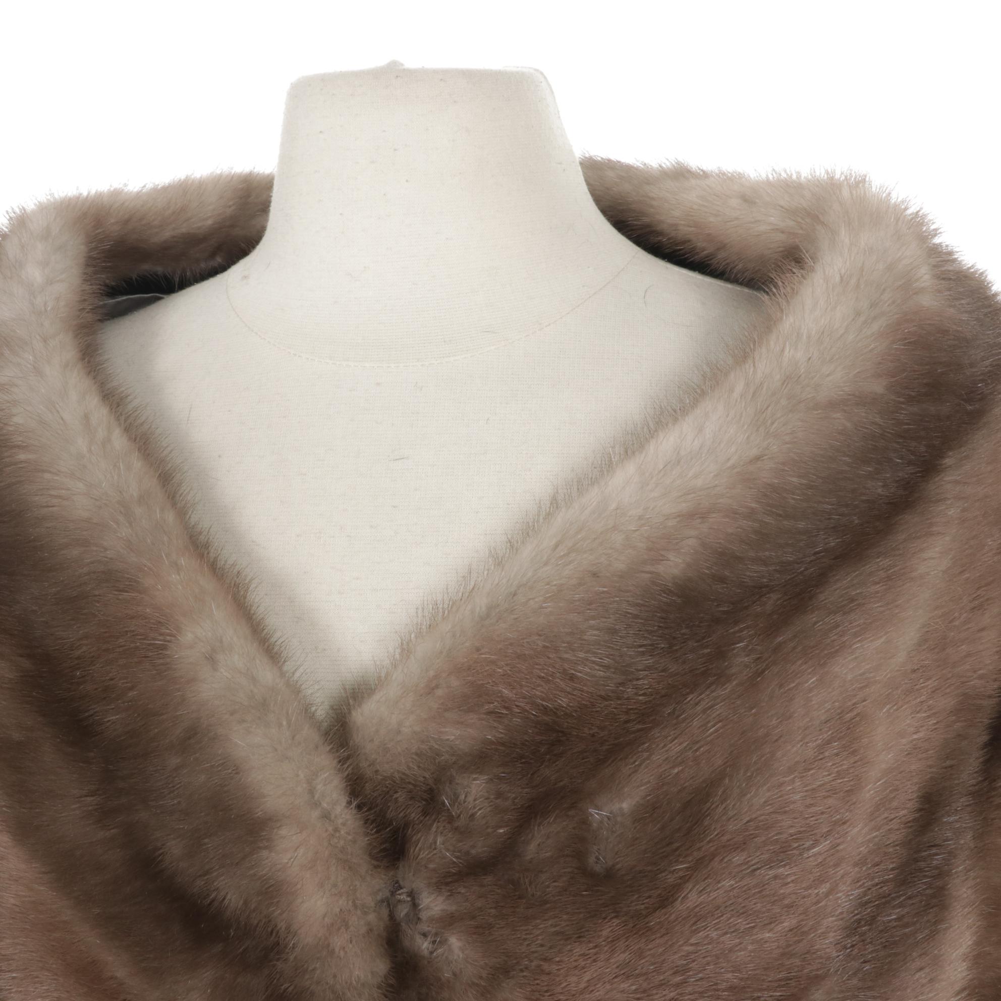 Silver Mink Fur Shawl Stole by Corboe Furs