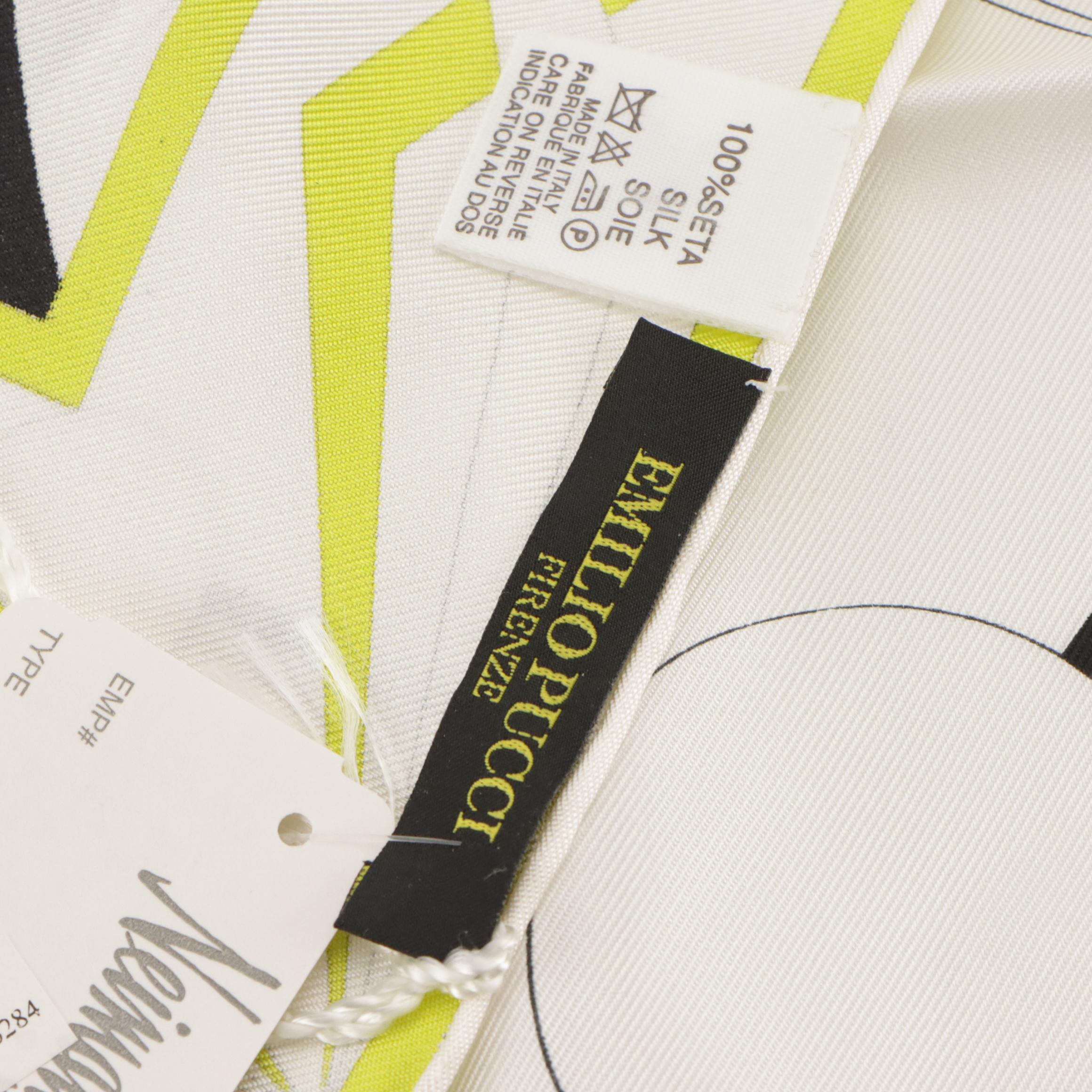 Emilio Pucci Green, White and Black Abstract Printed Silk Scarf, With Tag