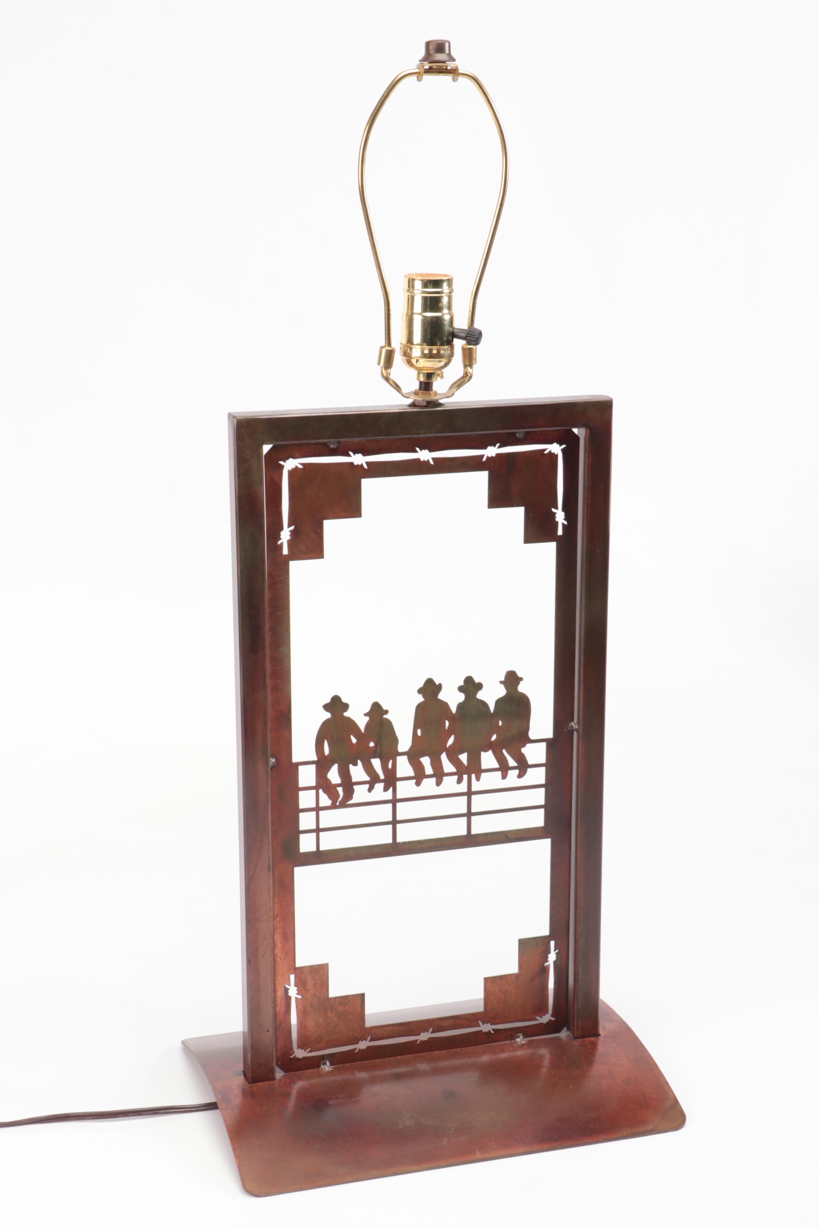 Bronze Finish Cowboy Silhouette Table Lamp