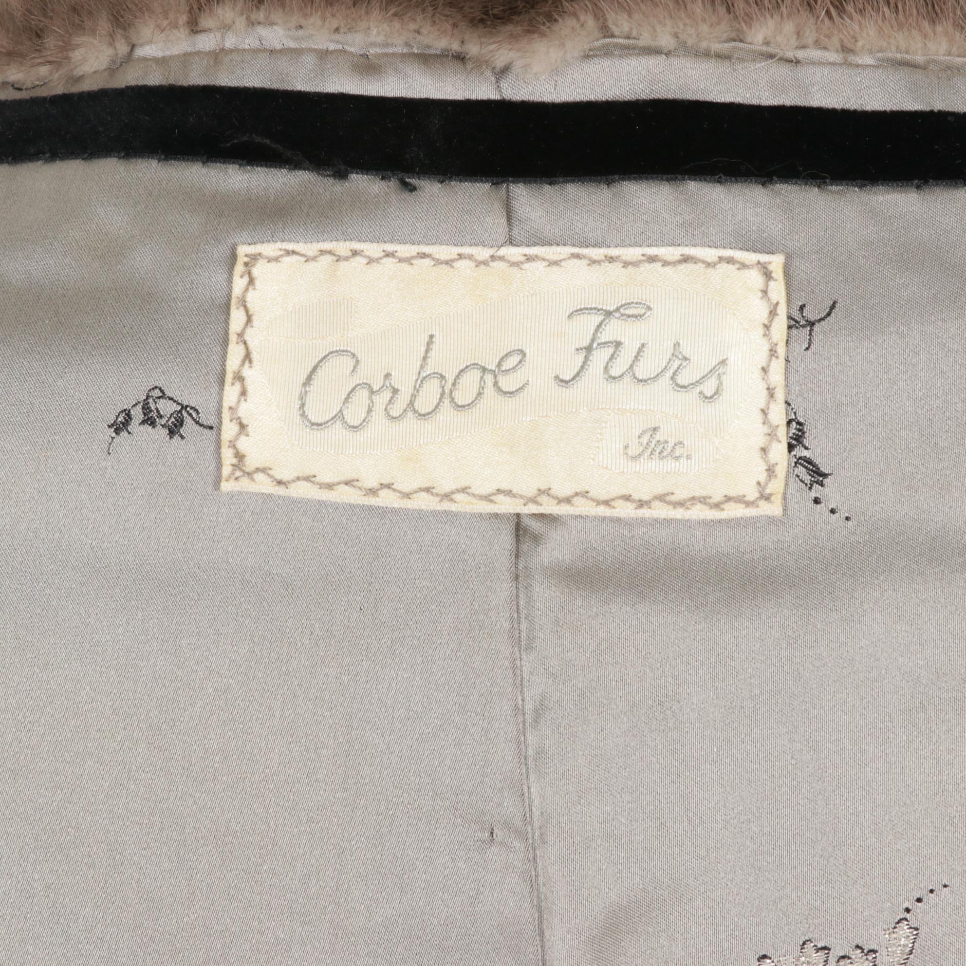Silver Mink Fur Shawl Stole by Corboe Furs