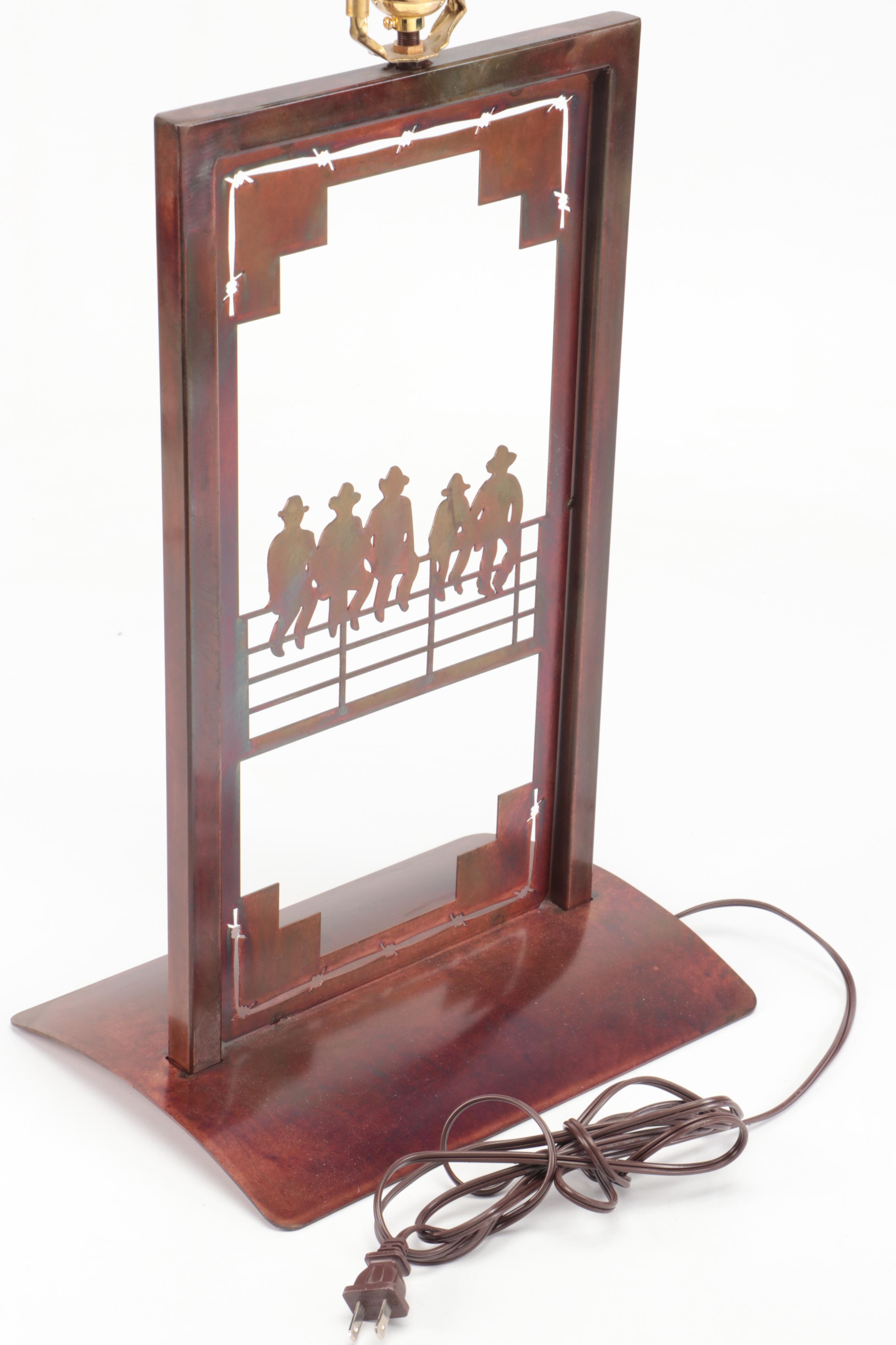 Bronze Finish Cowboy Silhouette Table Lamp