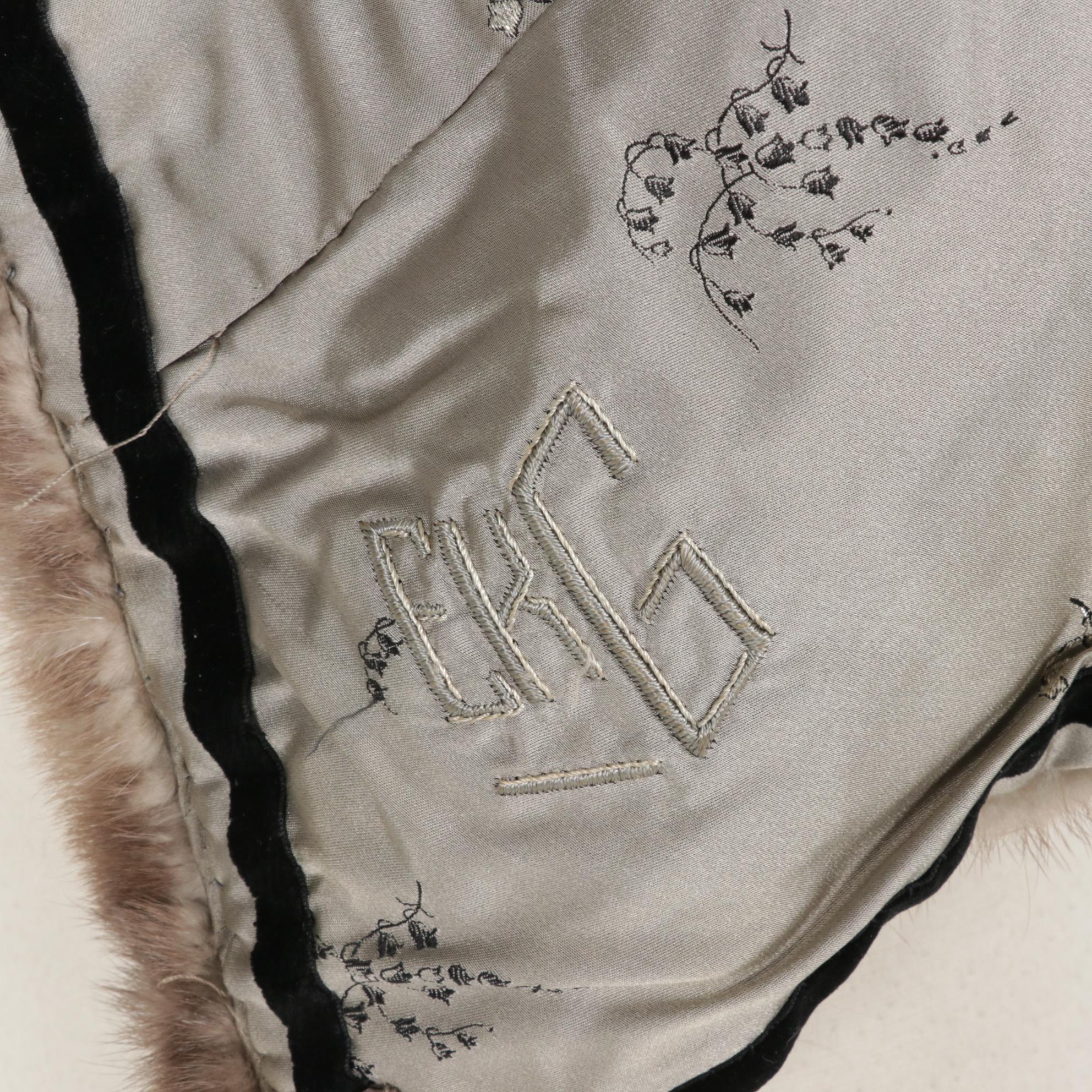 Silver Mink Fur Shawl Stole by Corboe Furs