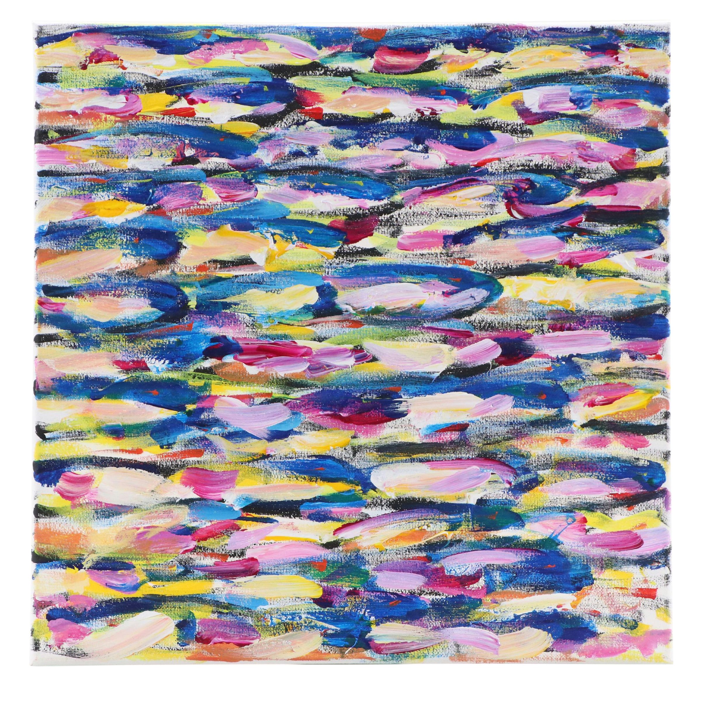 Elle Raines Stylized Acrylic Painting "School of Sardines #3," 21st Century