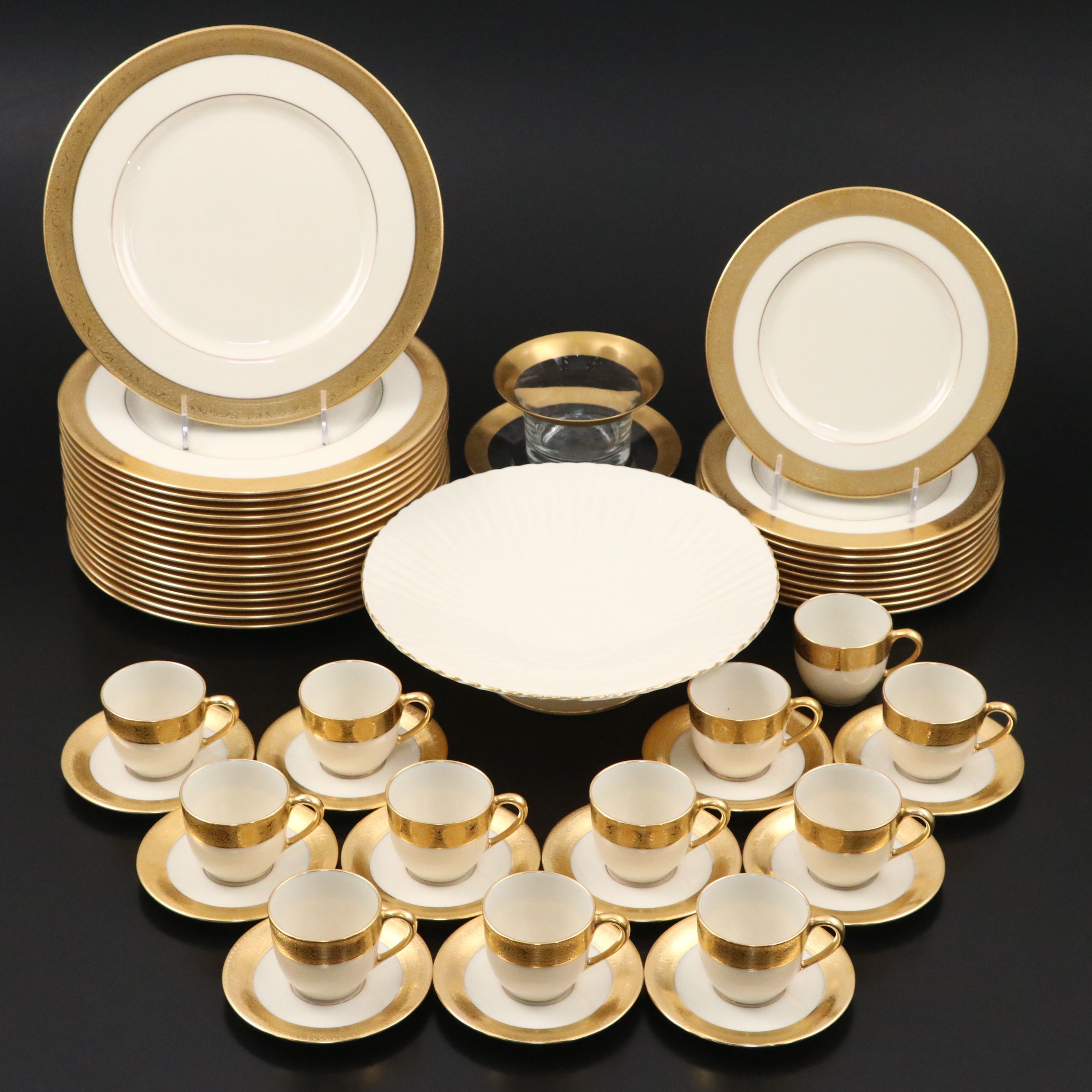 Lenox "Westchester" Porcelain Dinnerware with Other Gold Gilt Glass Tableware