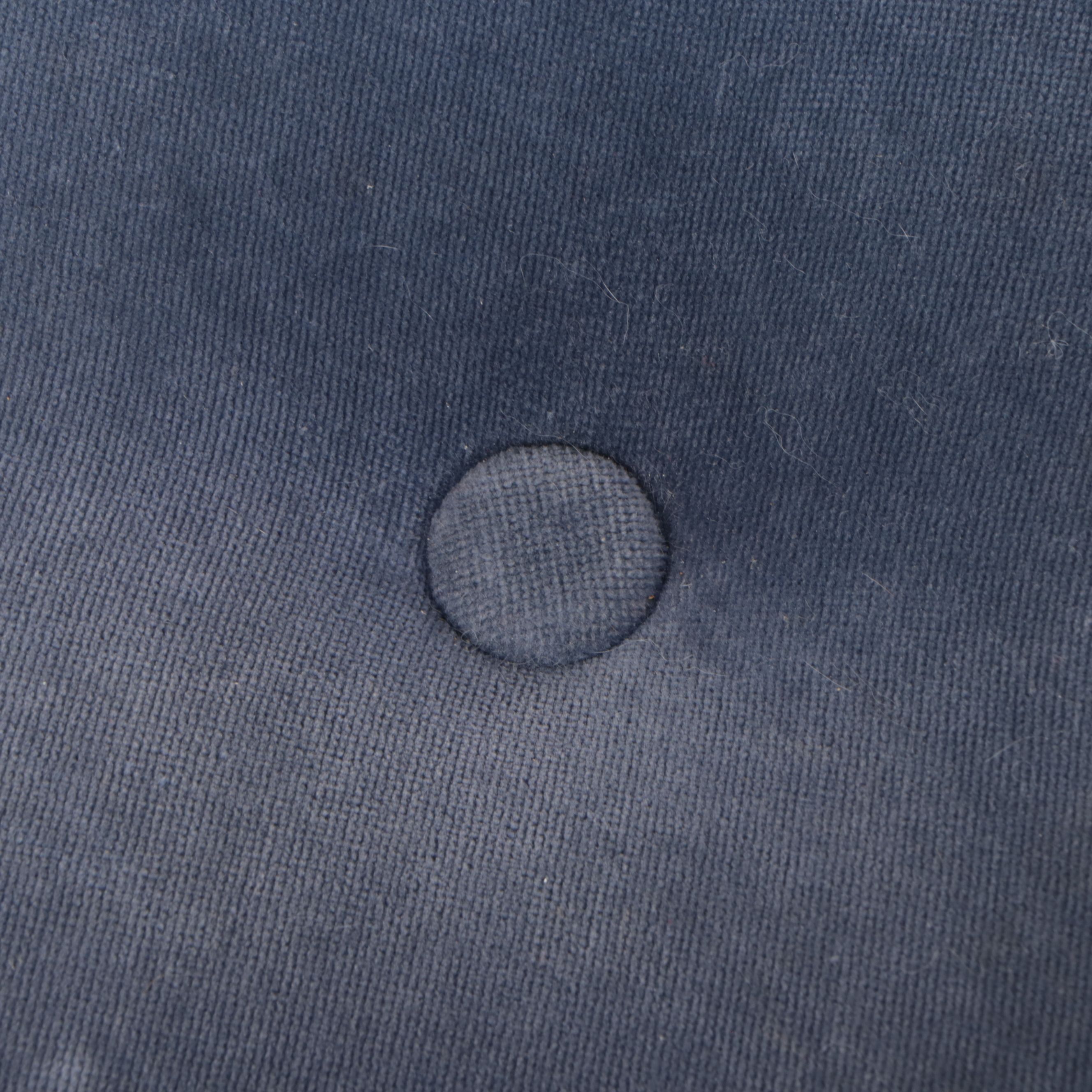 Antique Cast Iron and Button-Tufted Velvet Bench