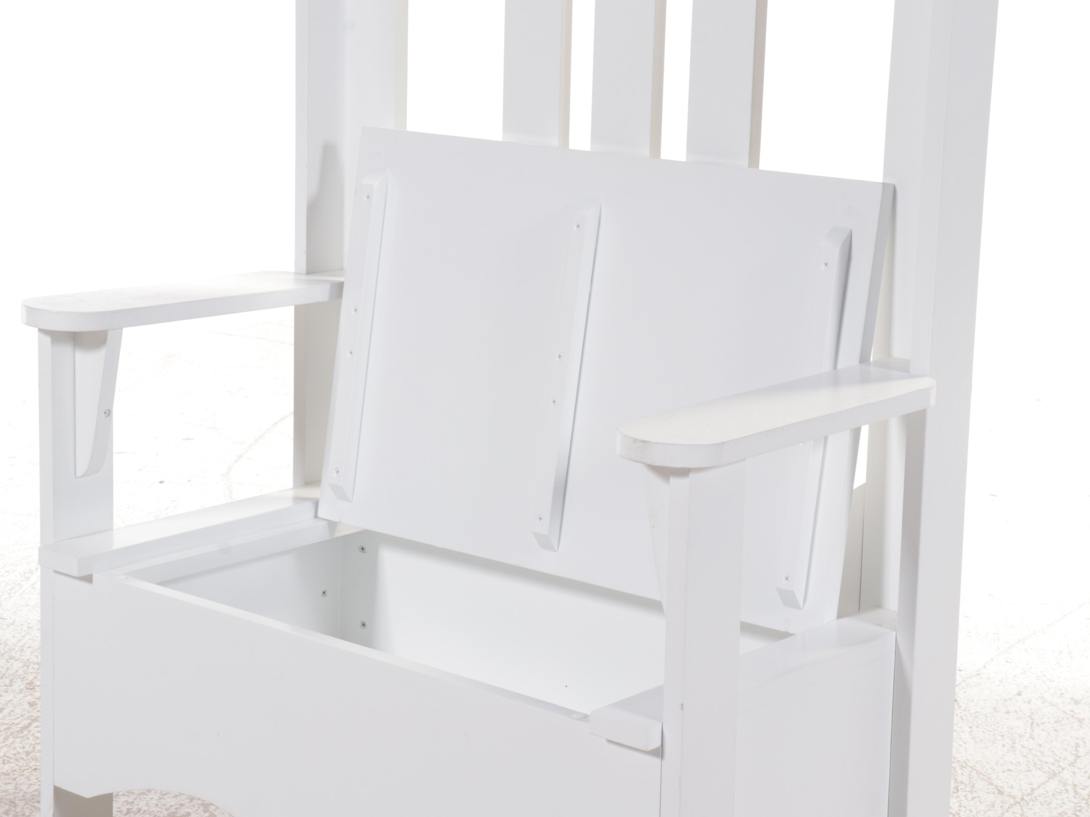 Traditional Style Painted White Hall Tree