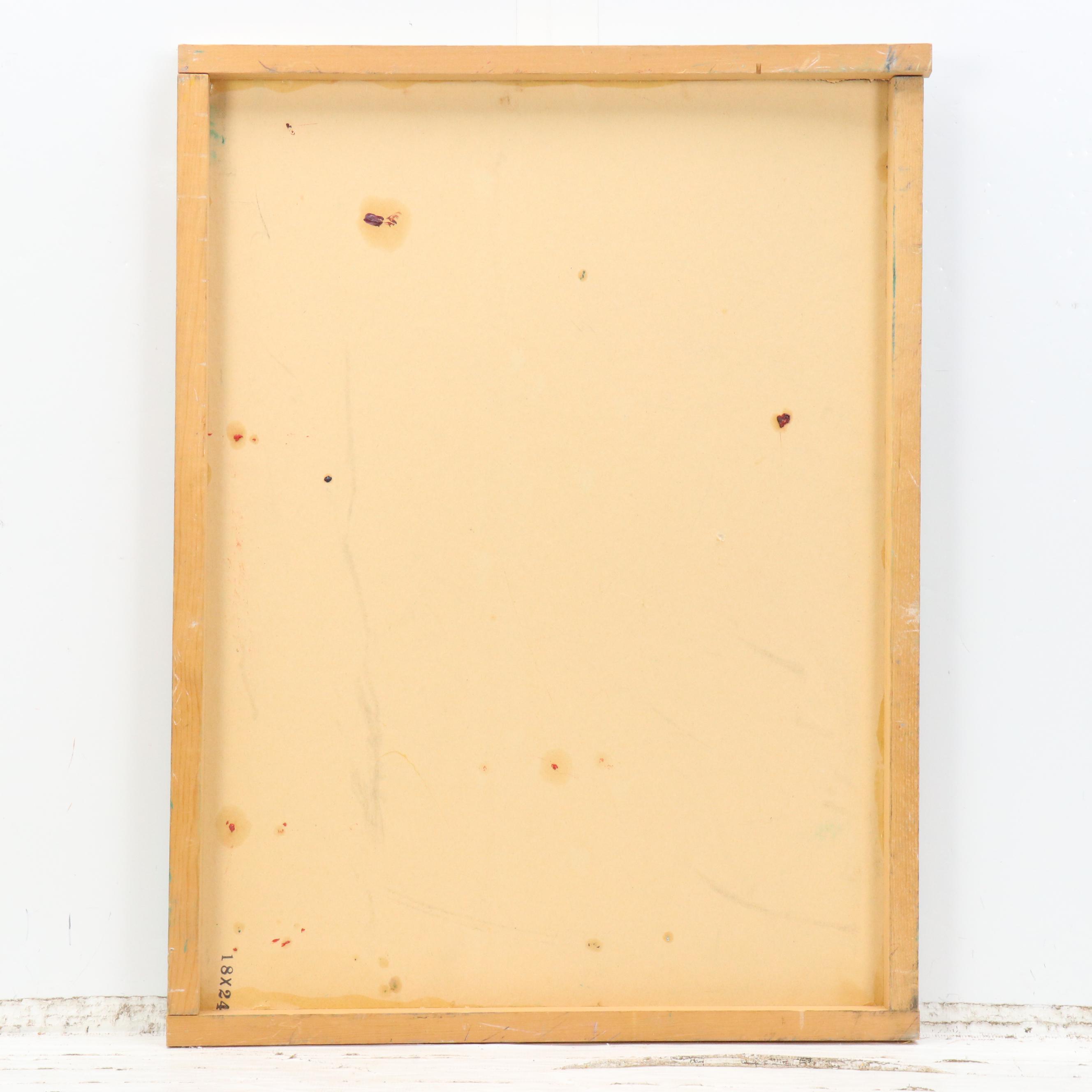 Janice Guttman Stylized Floral Acrylic Painting, 1992