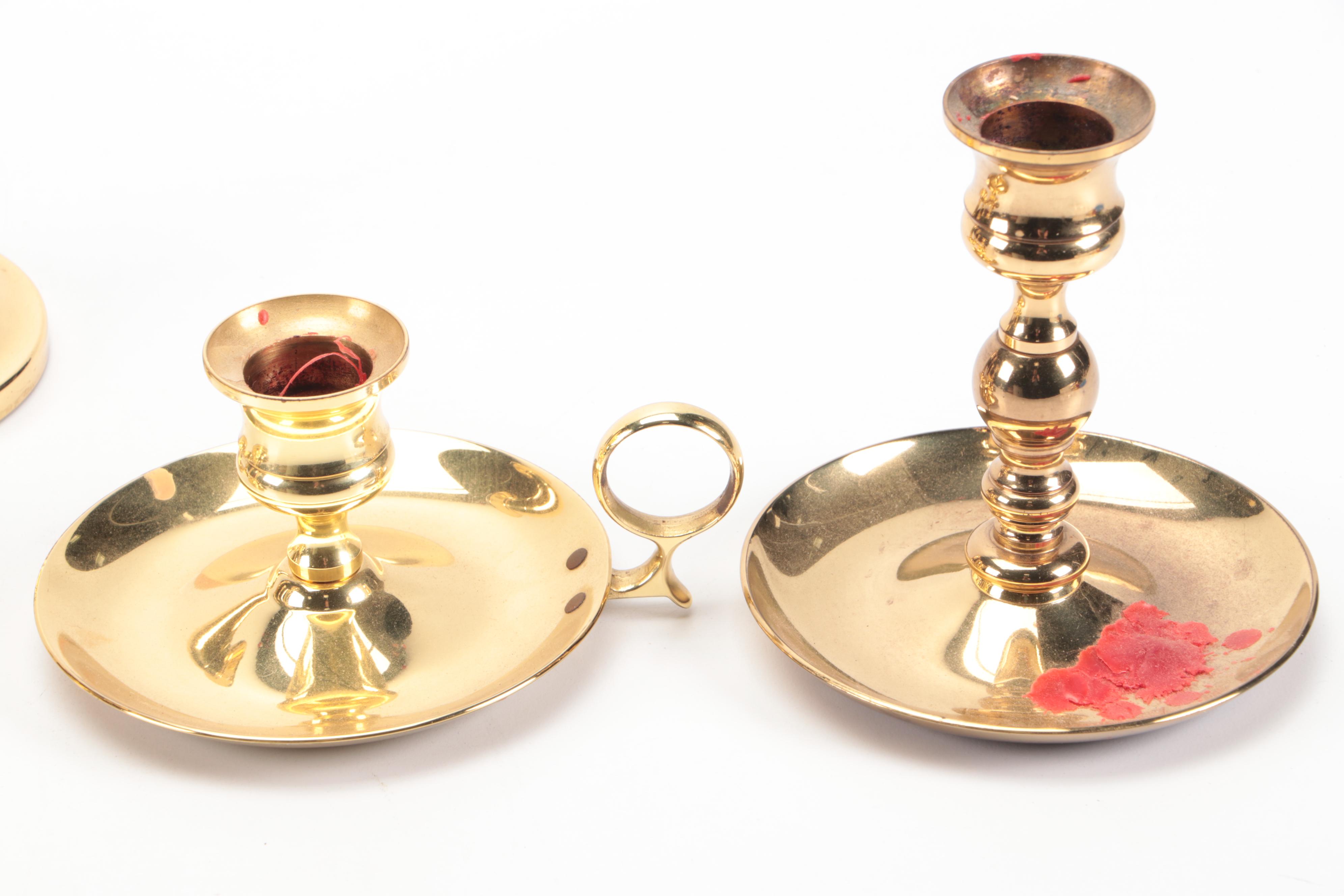 Baldwin and Other Brass Candle Holders and Wall Sconce