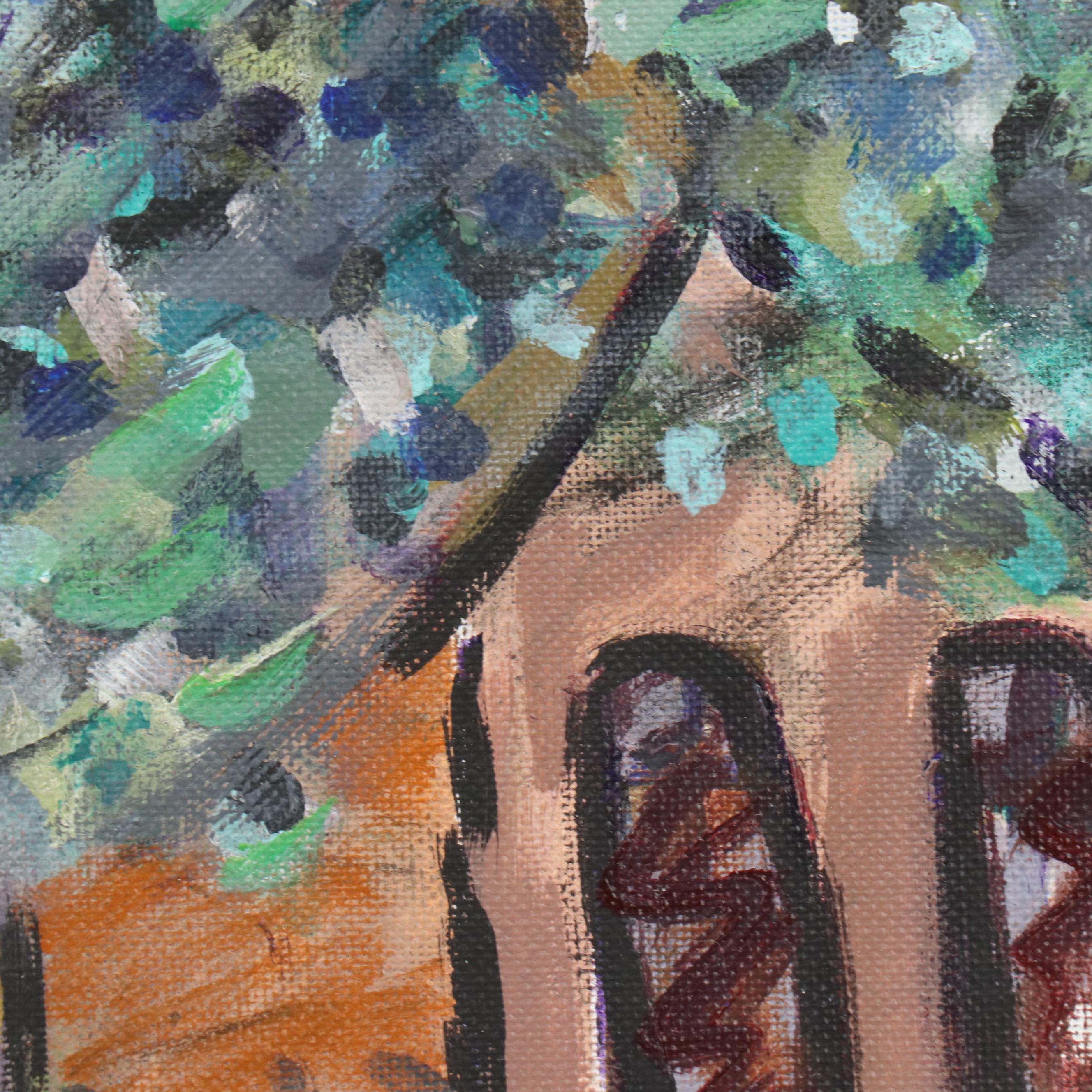 Janice Guttman Modernist Architectural Landscape Acrylic Painting, 1990