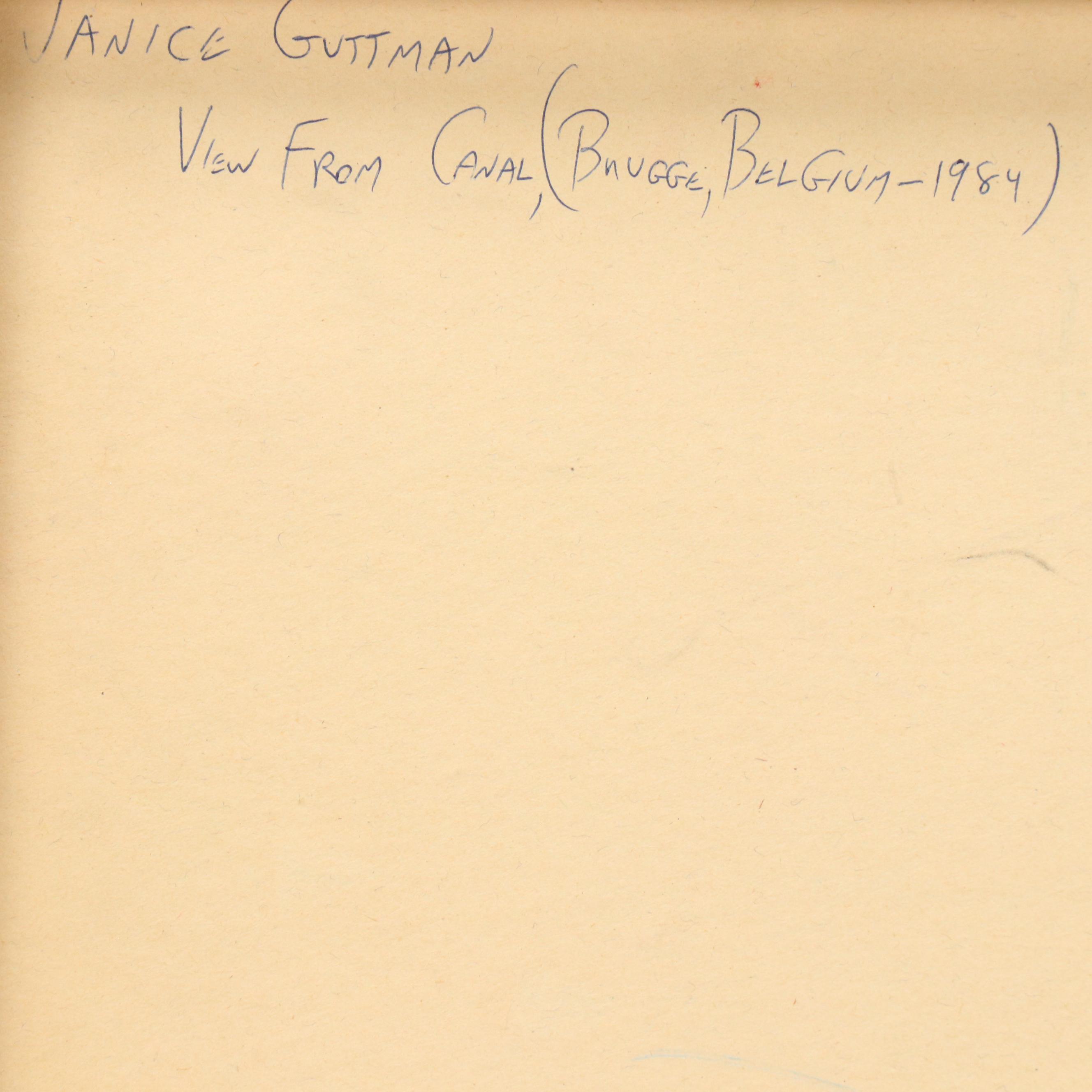 Janice Guttman Modernist Architectural Landscape Acrylic Painting, 1990