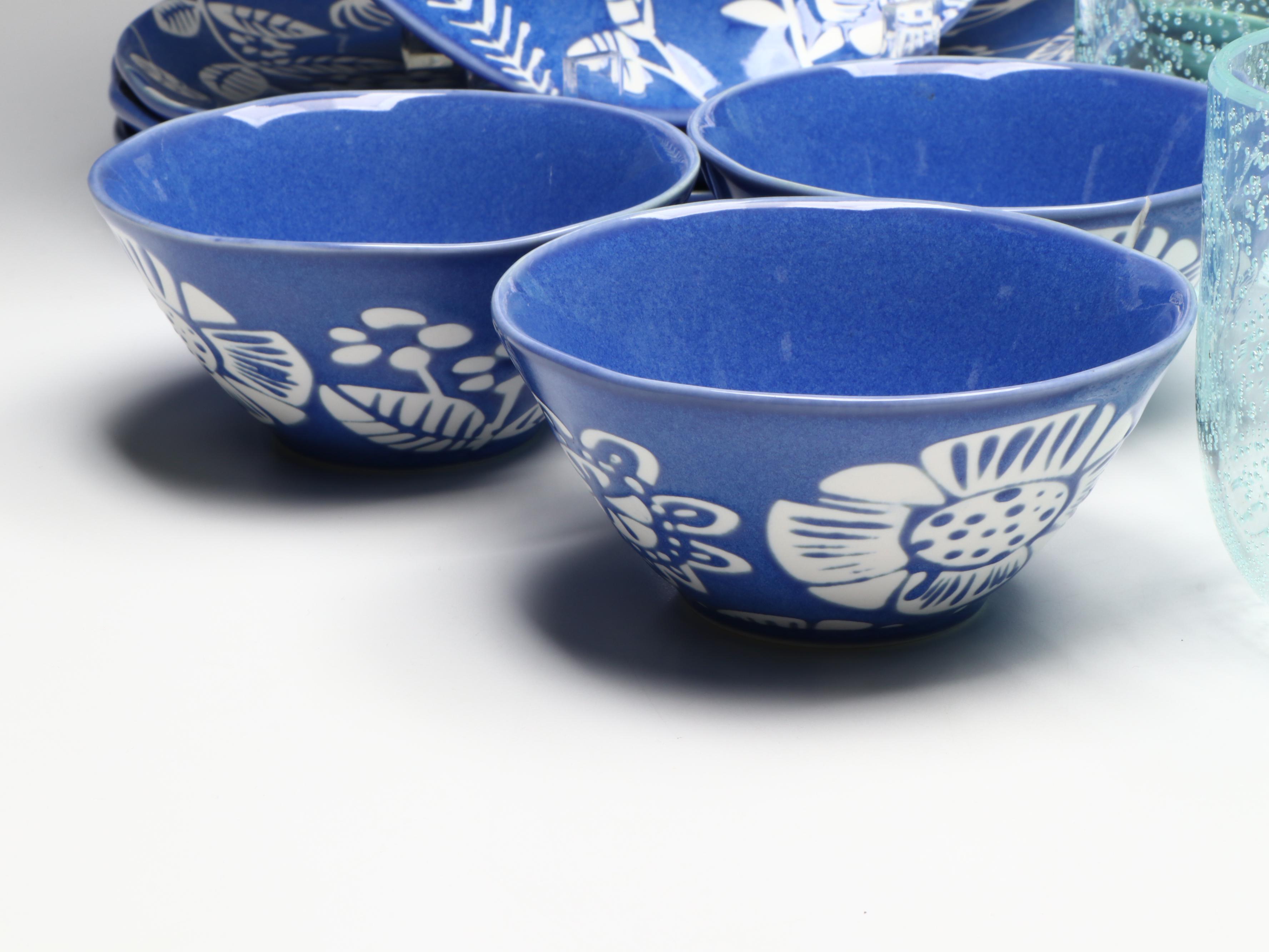 B+B Australian "Bloom" Dinnerware with Acrylic Drinking Glasses