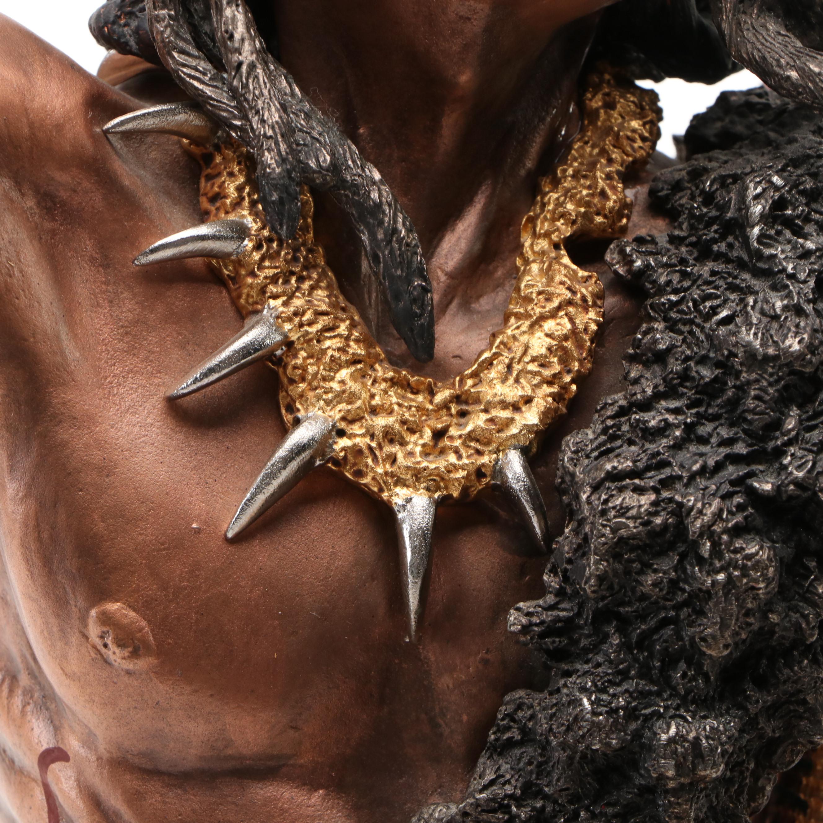 Pewter Indigenous Statue After Ann McGrory "Buffalo Vision," Late 20th Century