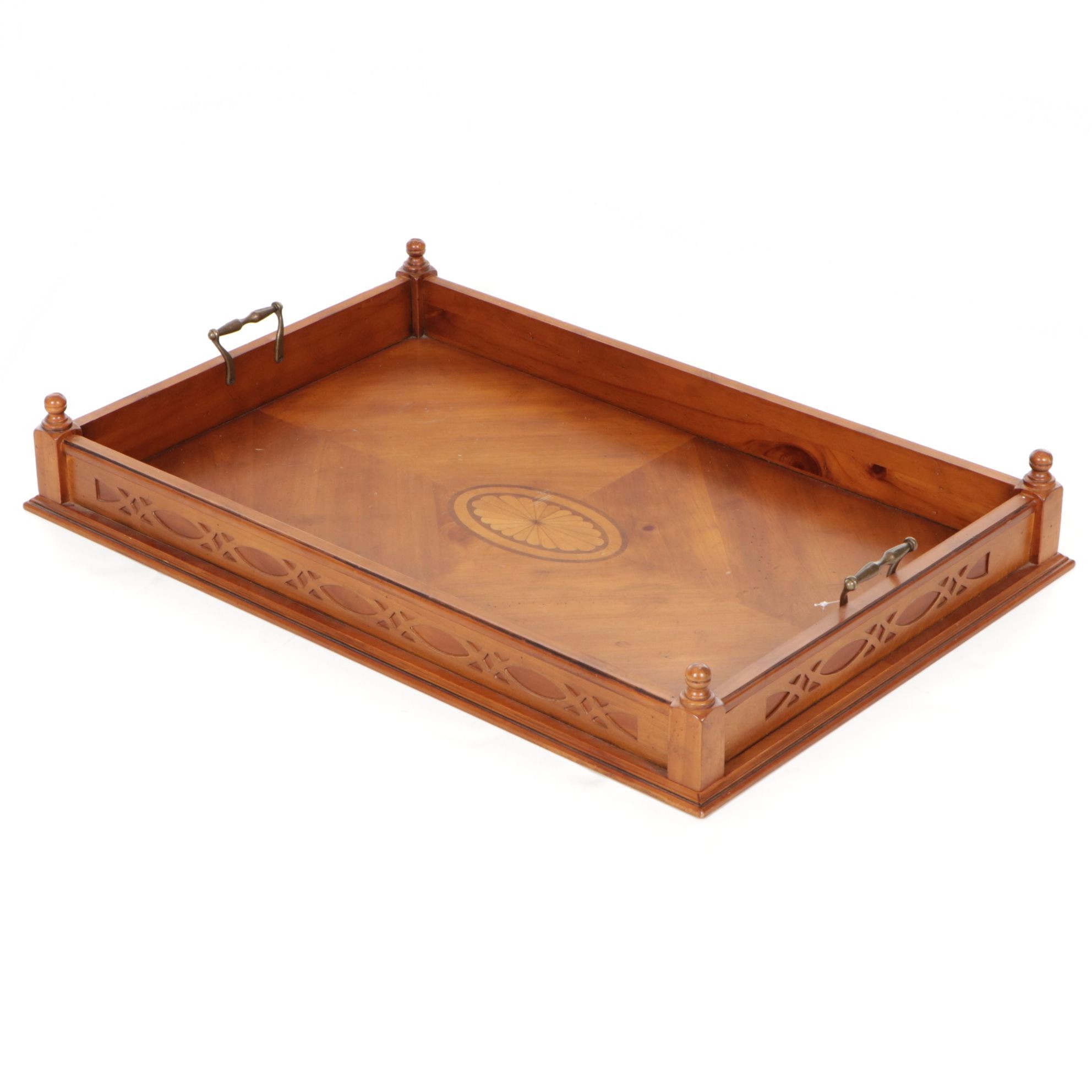 Edwardian Style Marquetry Inlaid Tray