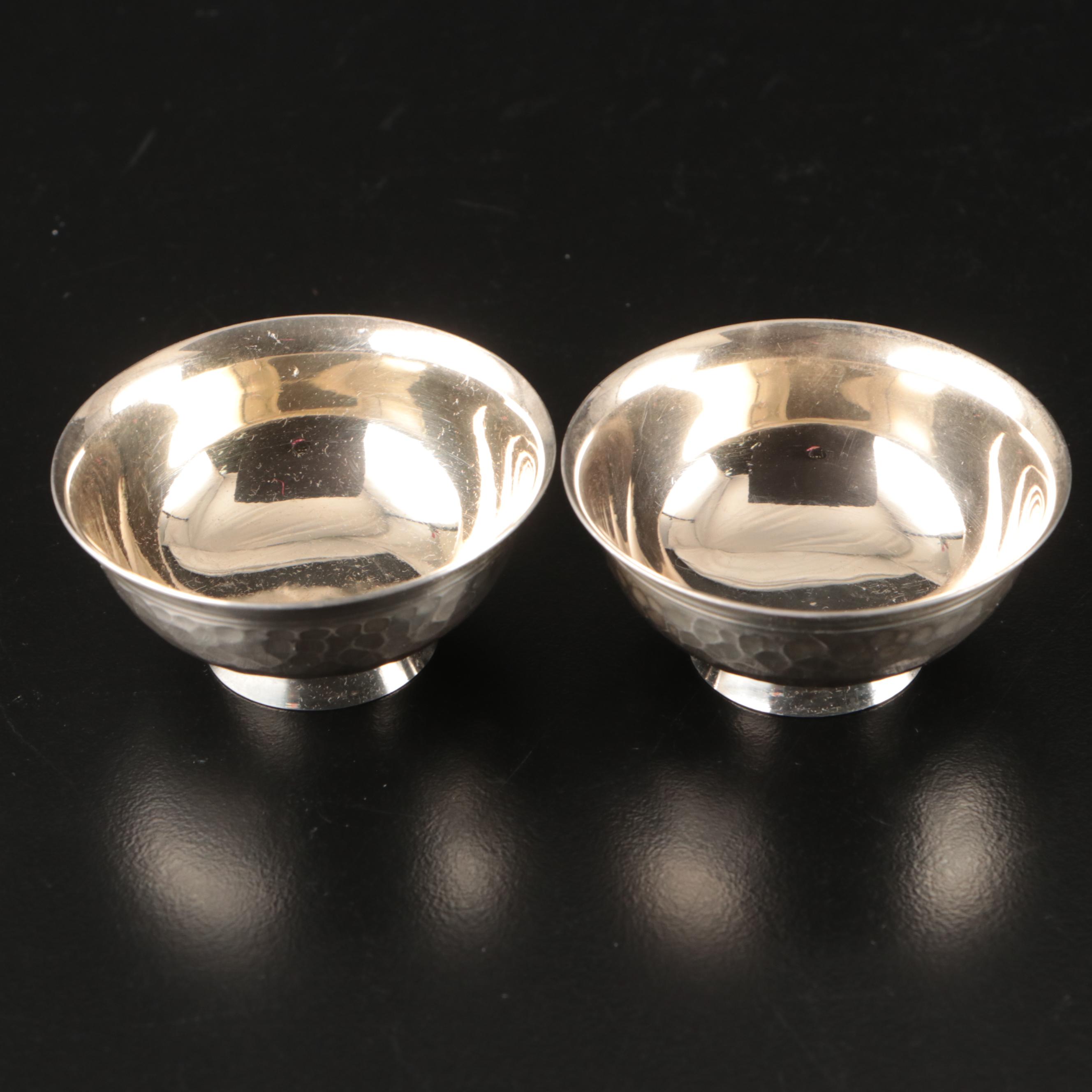 Japanese Matsuya Sterling Silver Salt Cellars, 20th Century