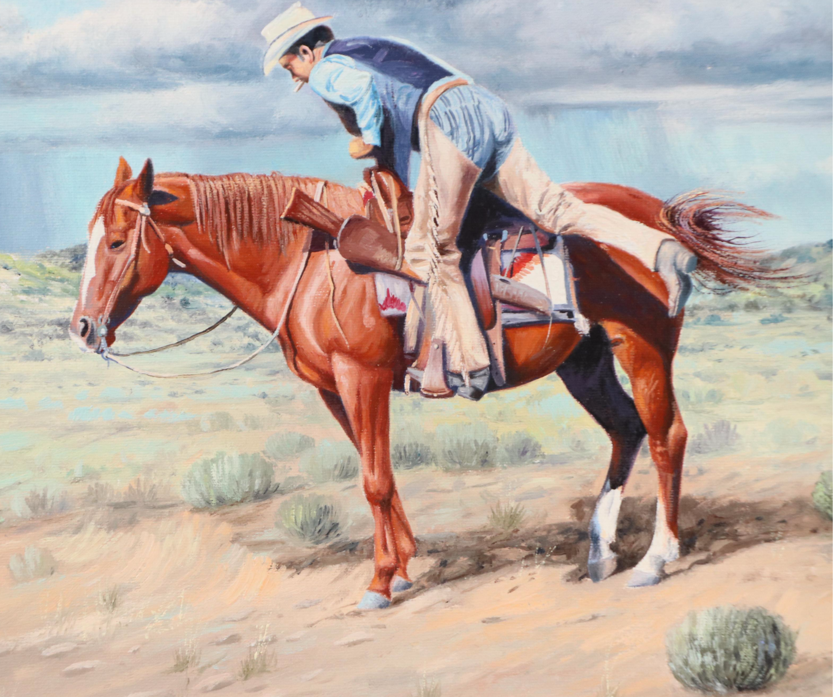 Jack Bryant Oil Western Painting "Quarter Horse: 'I Wanna Go'," Circa 1972