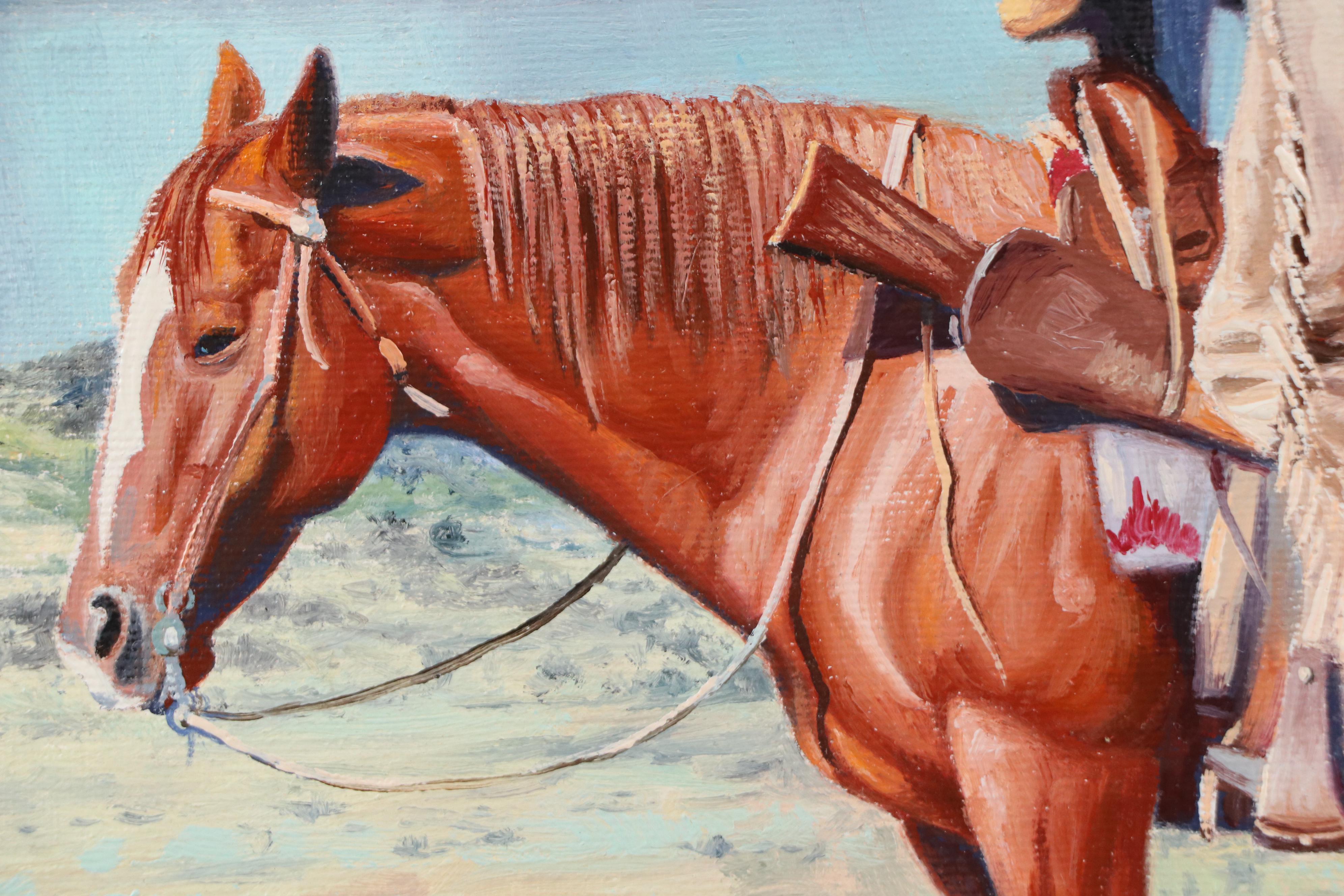 Jack Bryant Oil Western Painting "Quarter Horse: 'I Wanna Go'," Circa 1972