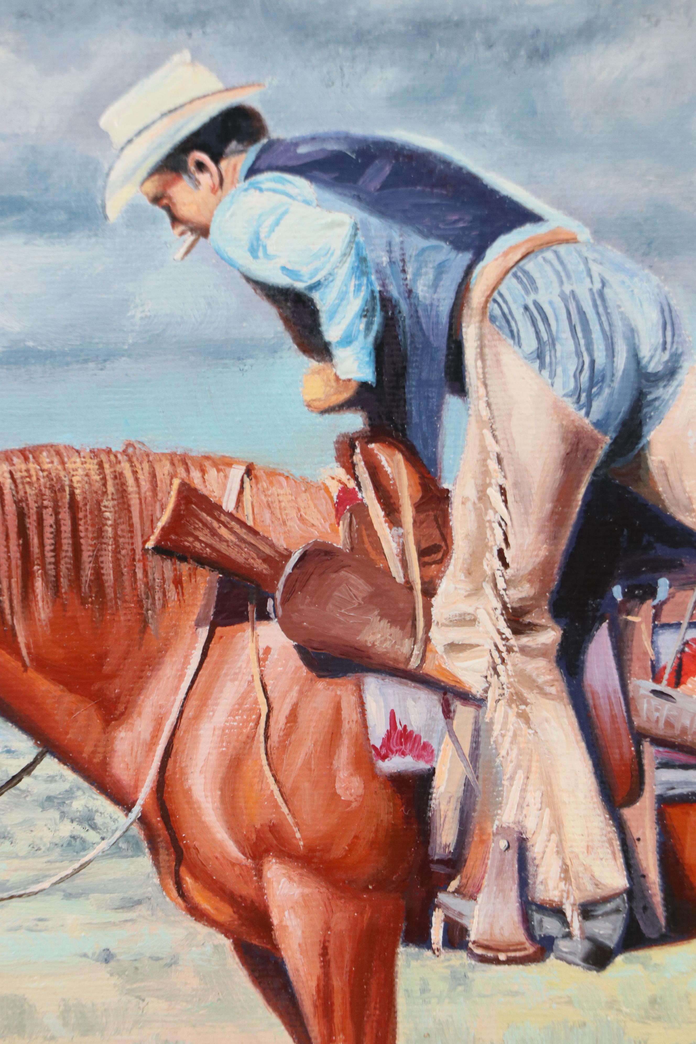 Jack Bryant Oil Western Painting "Quarter Horse: 'I Wanna Go'," Circa 1972