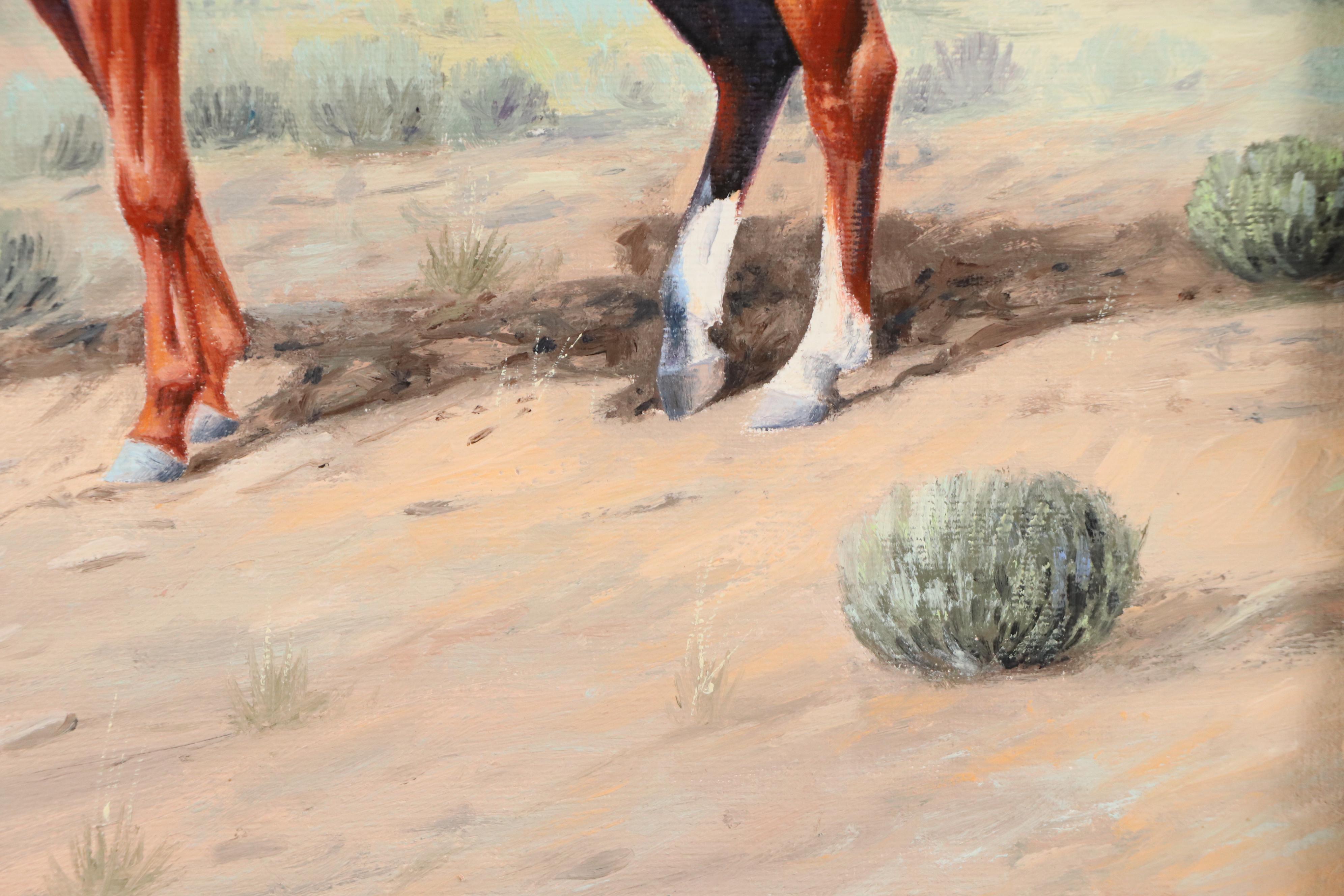 Jack Bryant Oil Western Painting "Quarter Horse: 'I Wanna Go'," Circa 1972