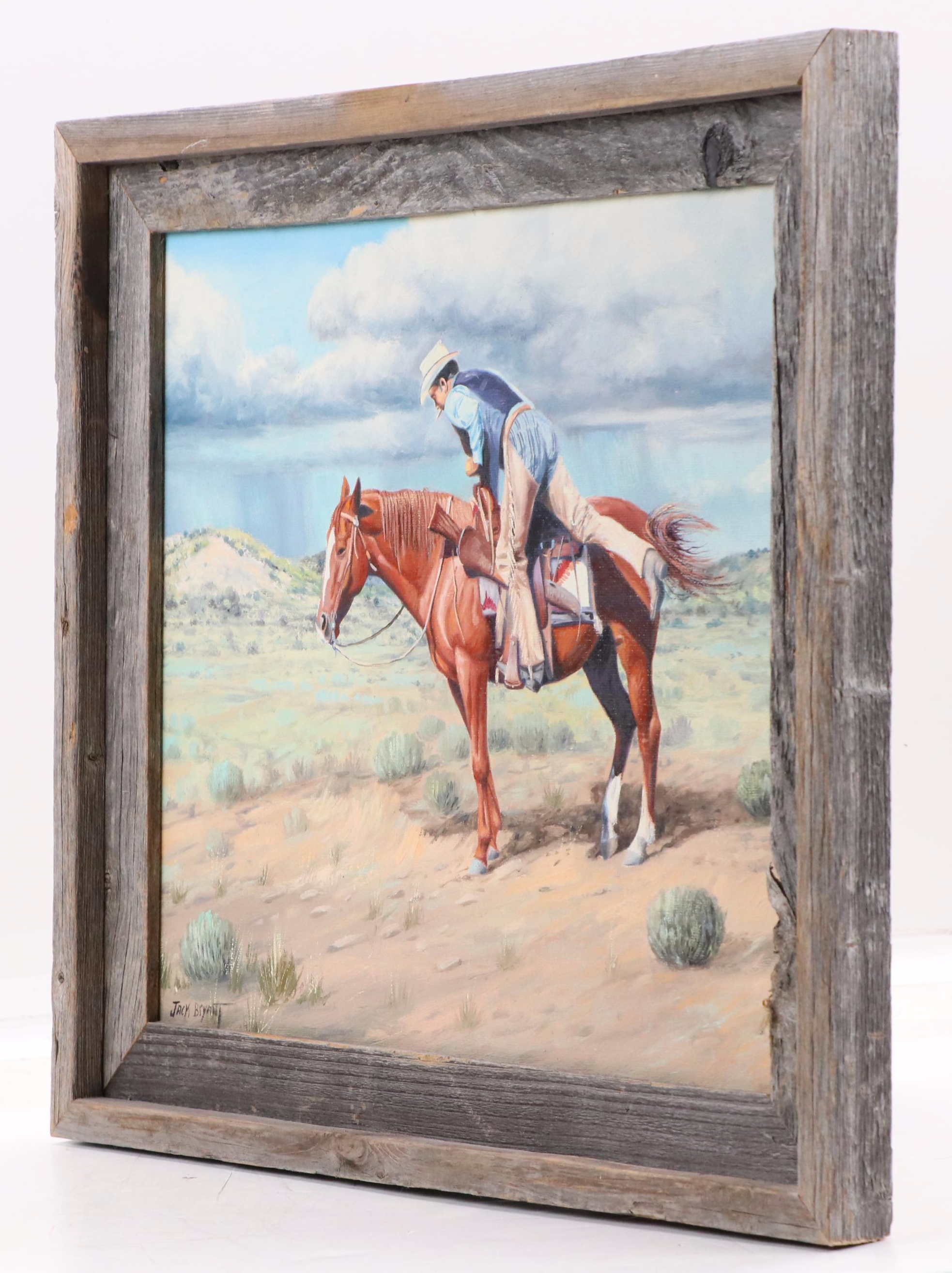 Jack Bryant Oil Western Painting "Quarter Horse: 'I Wanna Go'," Circa 1972