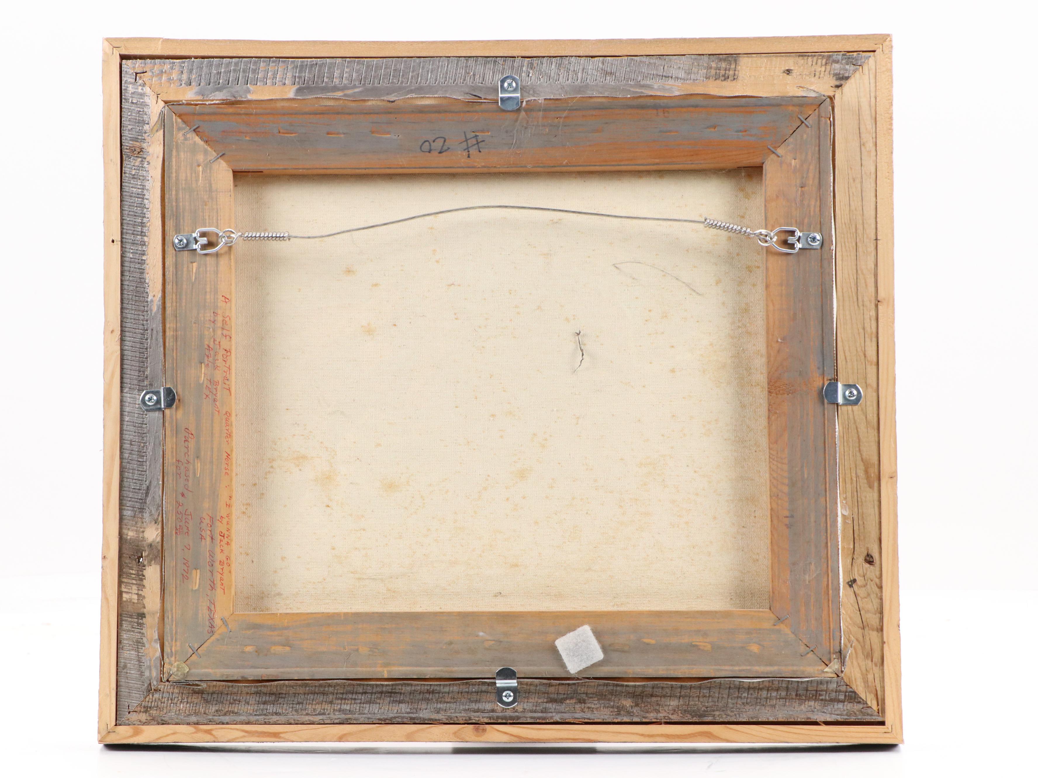 Jack Bryant Oil Western Painting "Quarter Horse: 'I Wanna Go'," Circa 1972