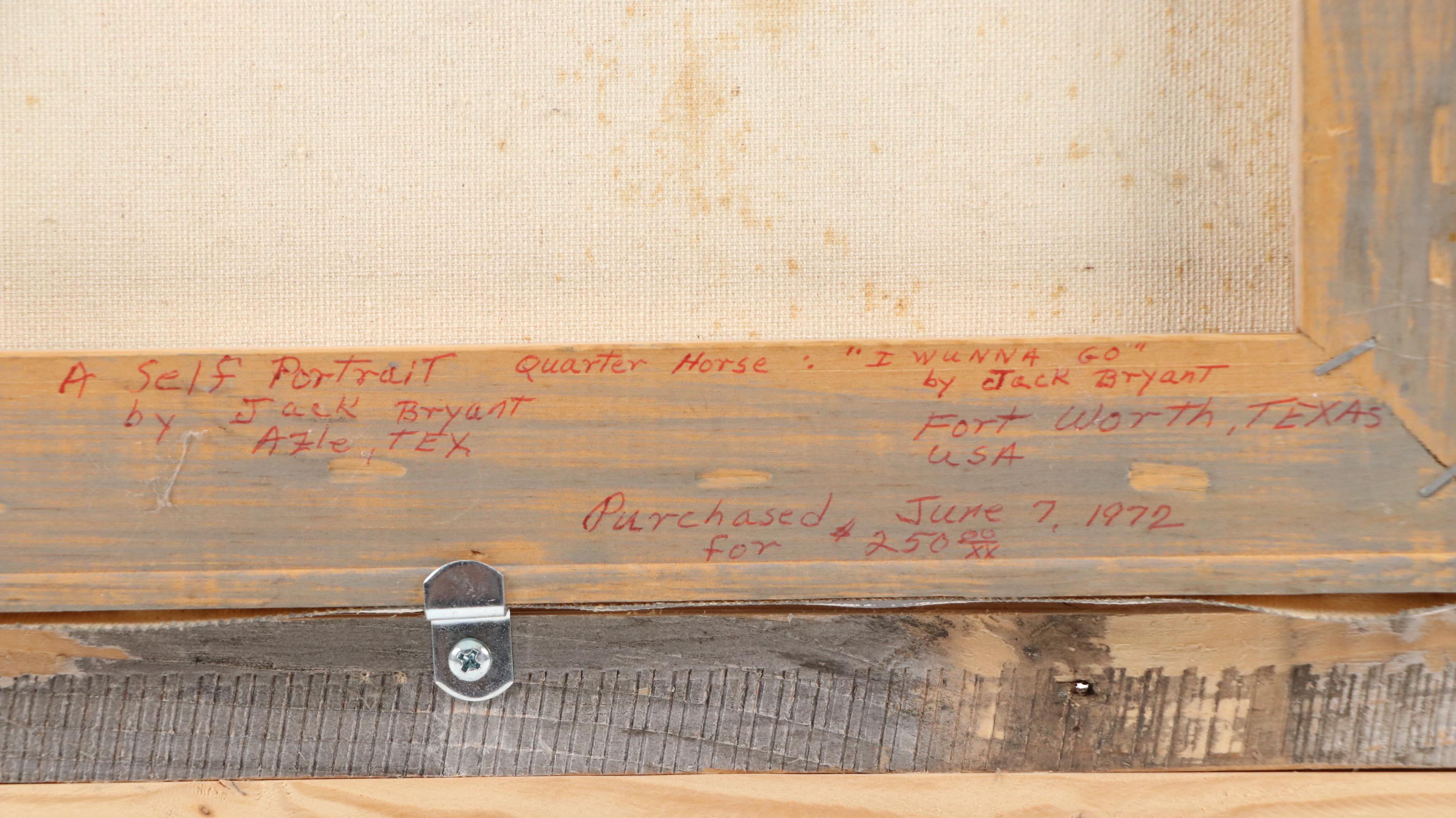 Jack Bryant Oil Western Painting "Quarter Horse: 'I Wanna Go'," Circa 1972