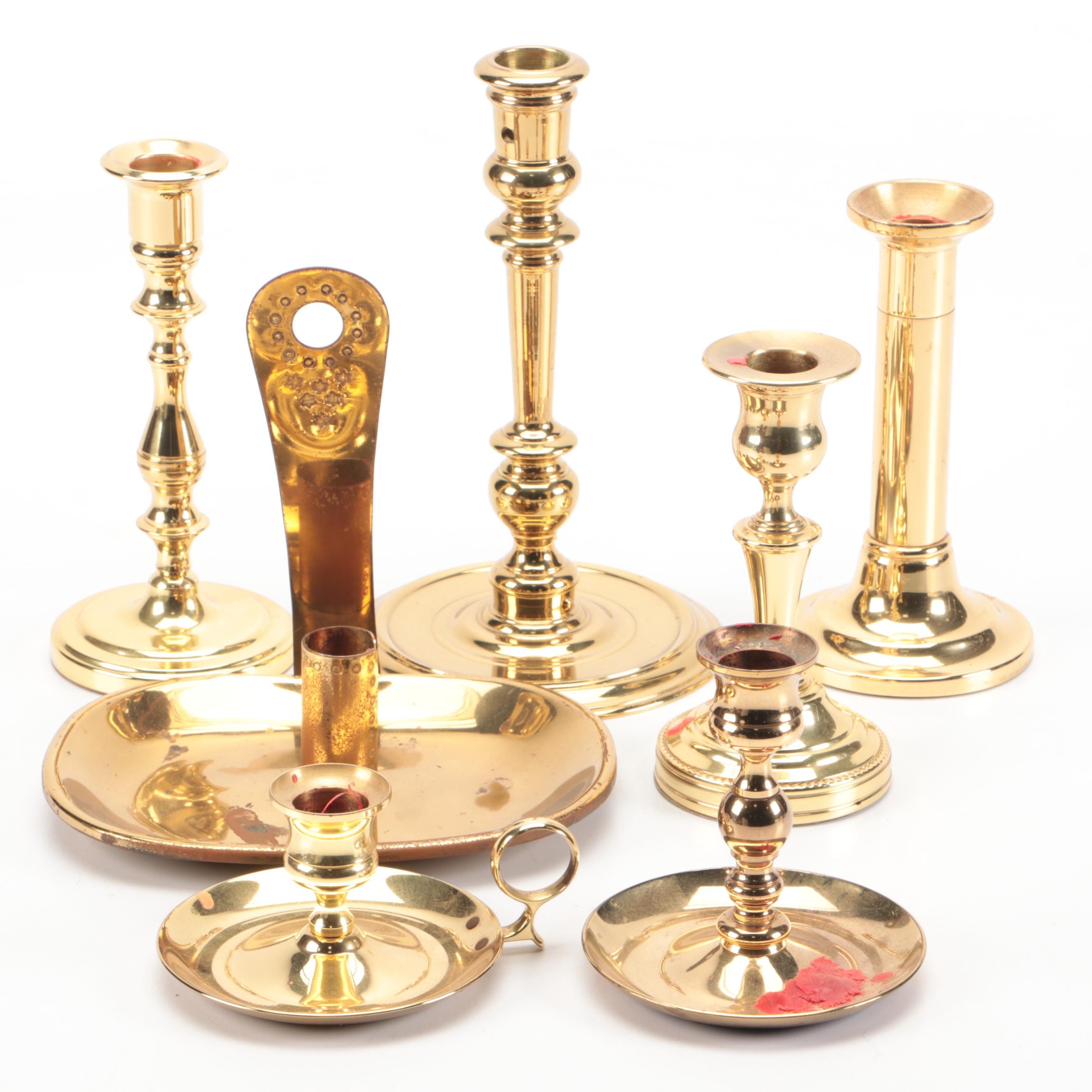 Baldwin and Other Brass Candle Holders and Wall Sconce