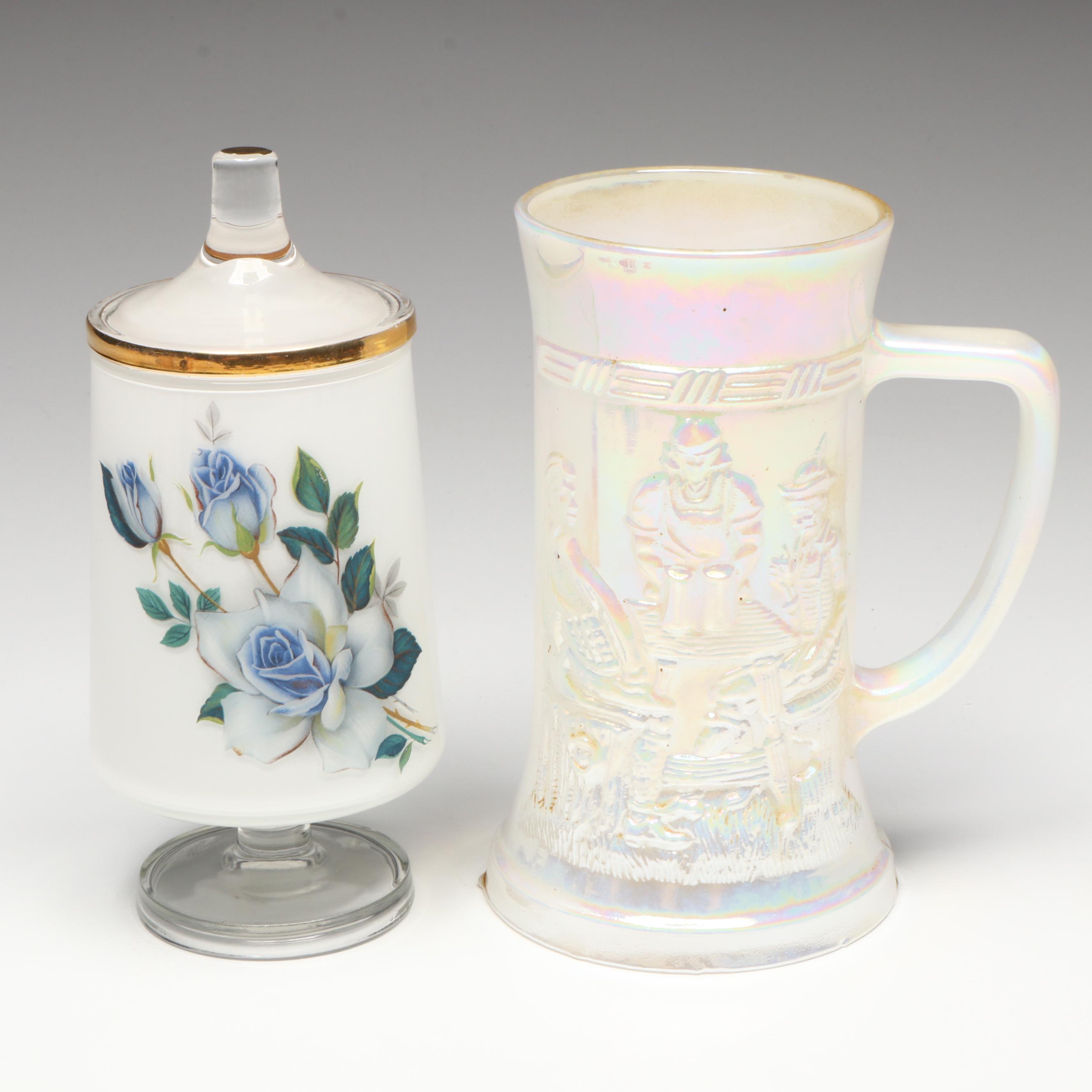 Fenton Glass Shoe, Pink Glass Decanter, and More Glass Table Décor