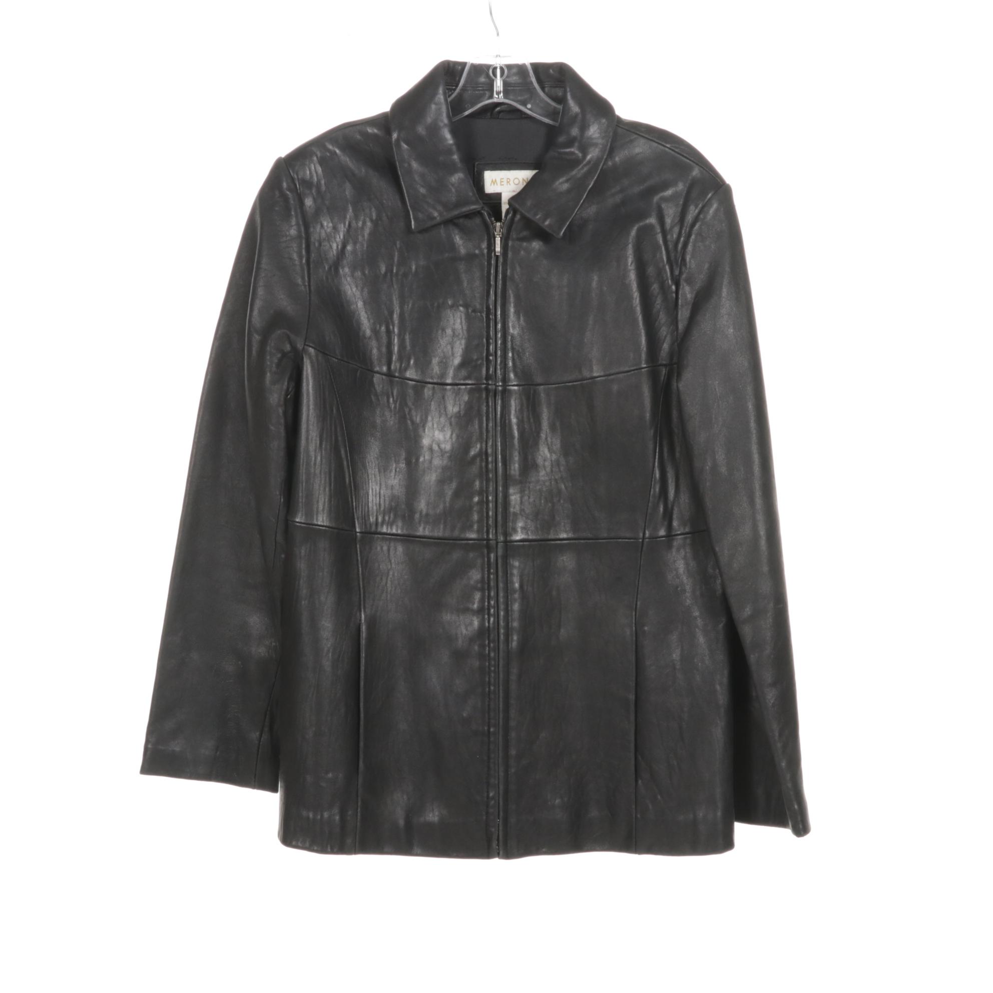 Merona and Reed Pair of Black and Red Leather Zip Blazers