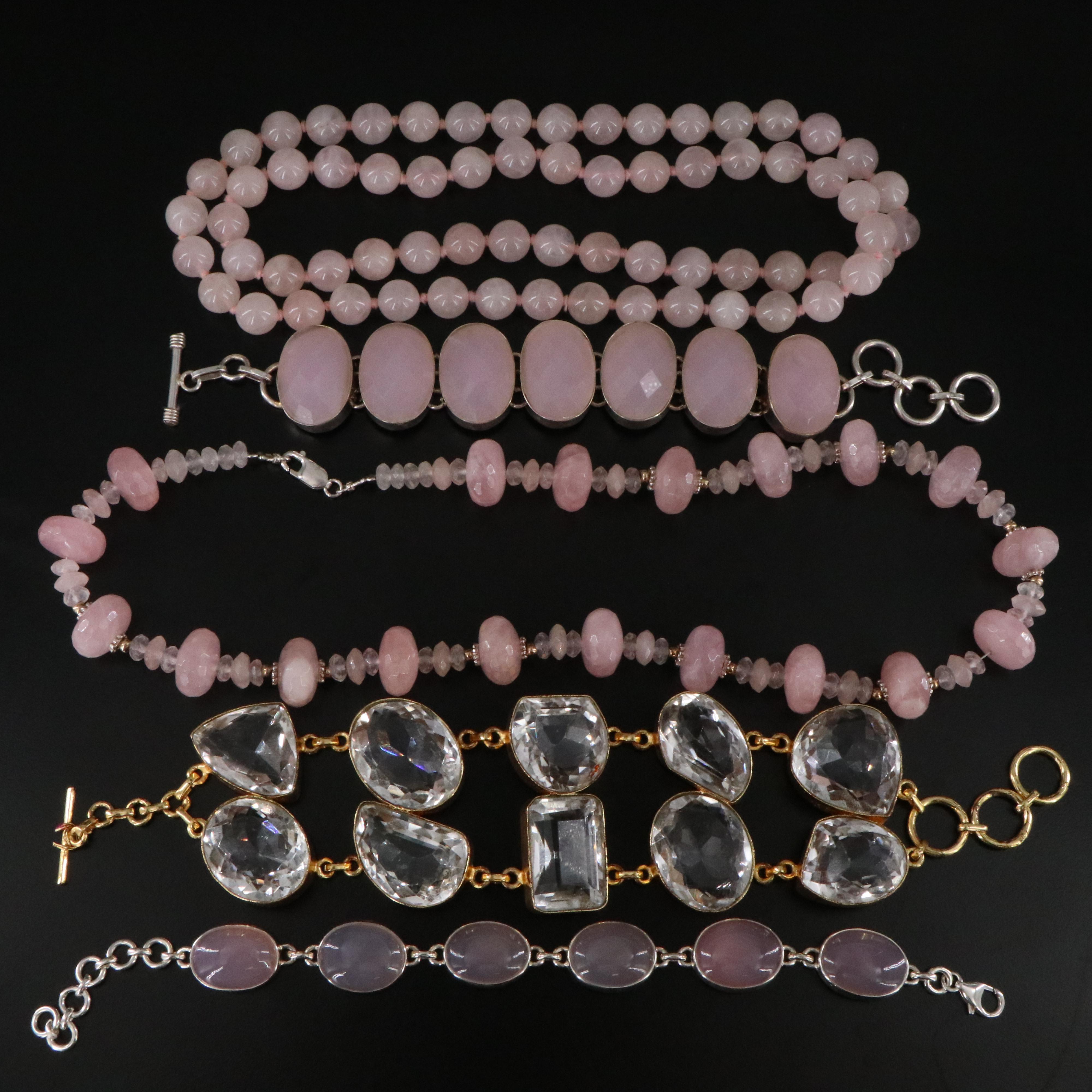 Rose Quartz and Rock Crystal Jewelry Collection