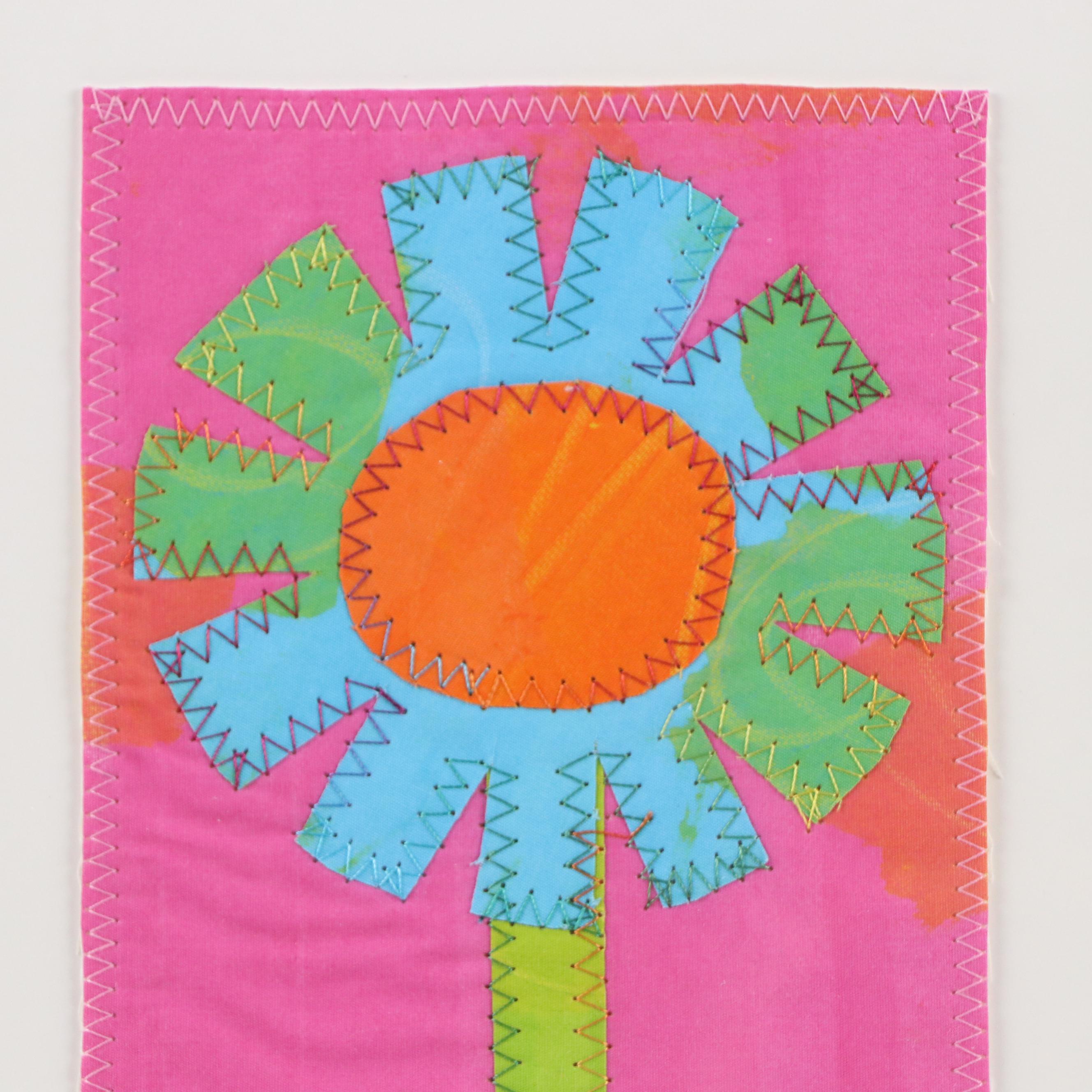 Abstract Mixed Media Assemblage of Flower, 21st Century