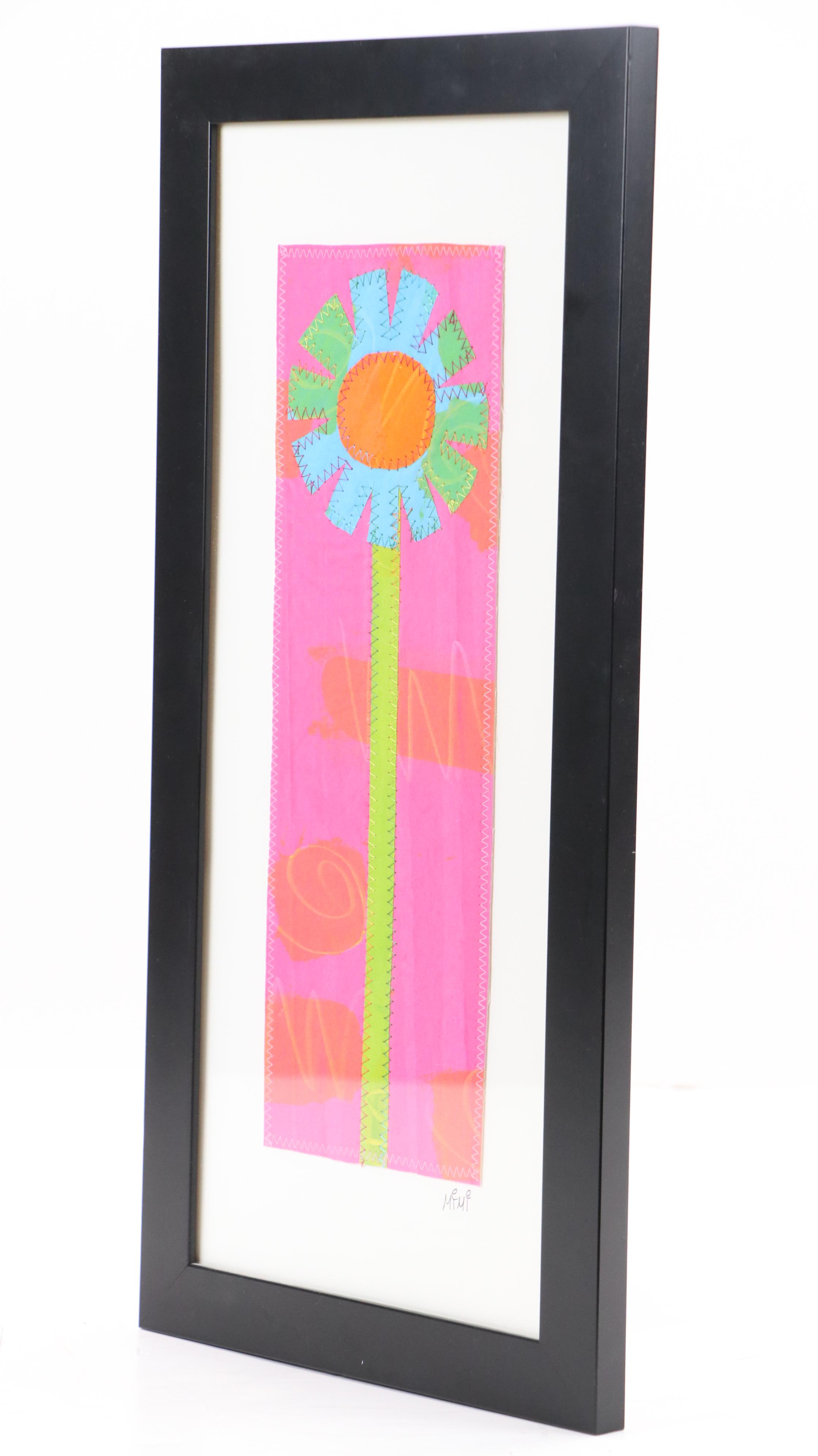 Abstract Mixed Media Assemblage of Flower, 21st Century