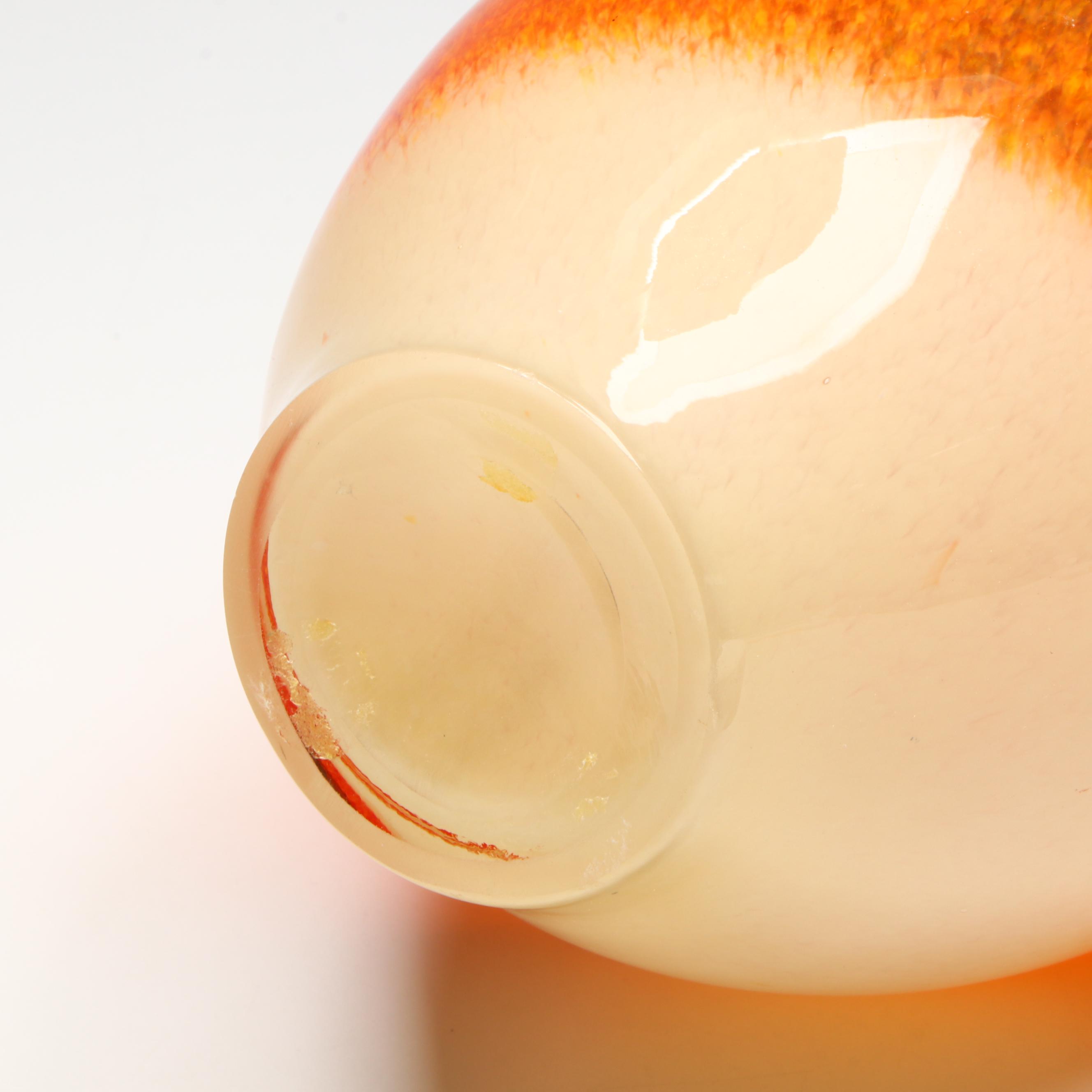 Mid Century Modern Style Purple and Orange Glass Vase with Other Green Vase