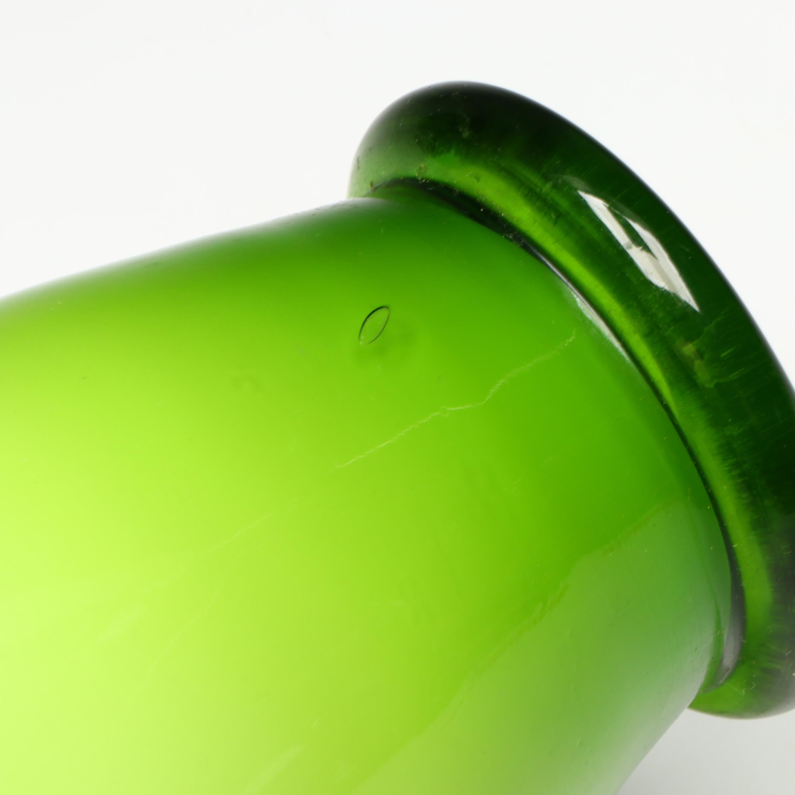 Mid Century Modern Style Purple and Orange Glass Vase with Other Green Vase