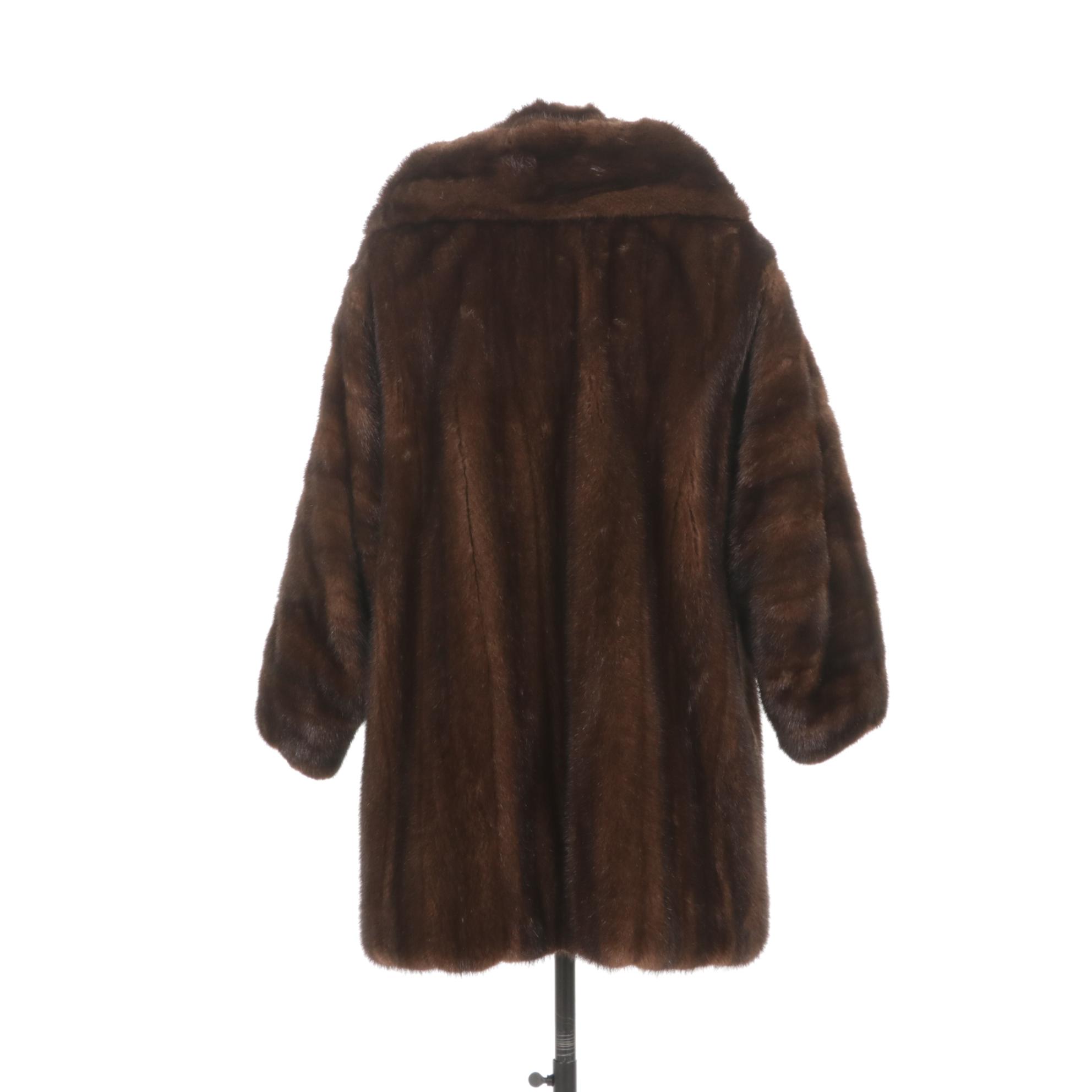 Ranch Mink Fur Stroller with Rolled Collar and Horizontal Pelt Sleeves