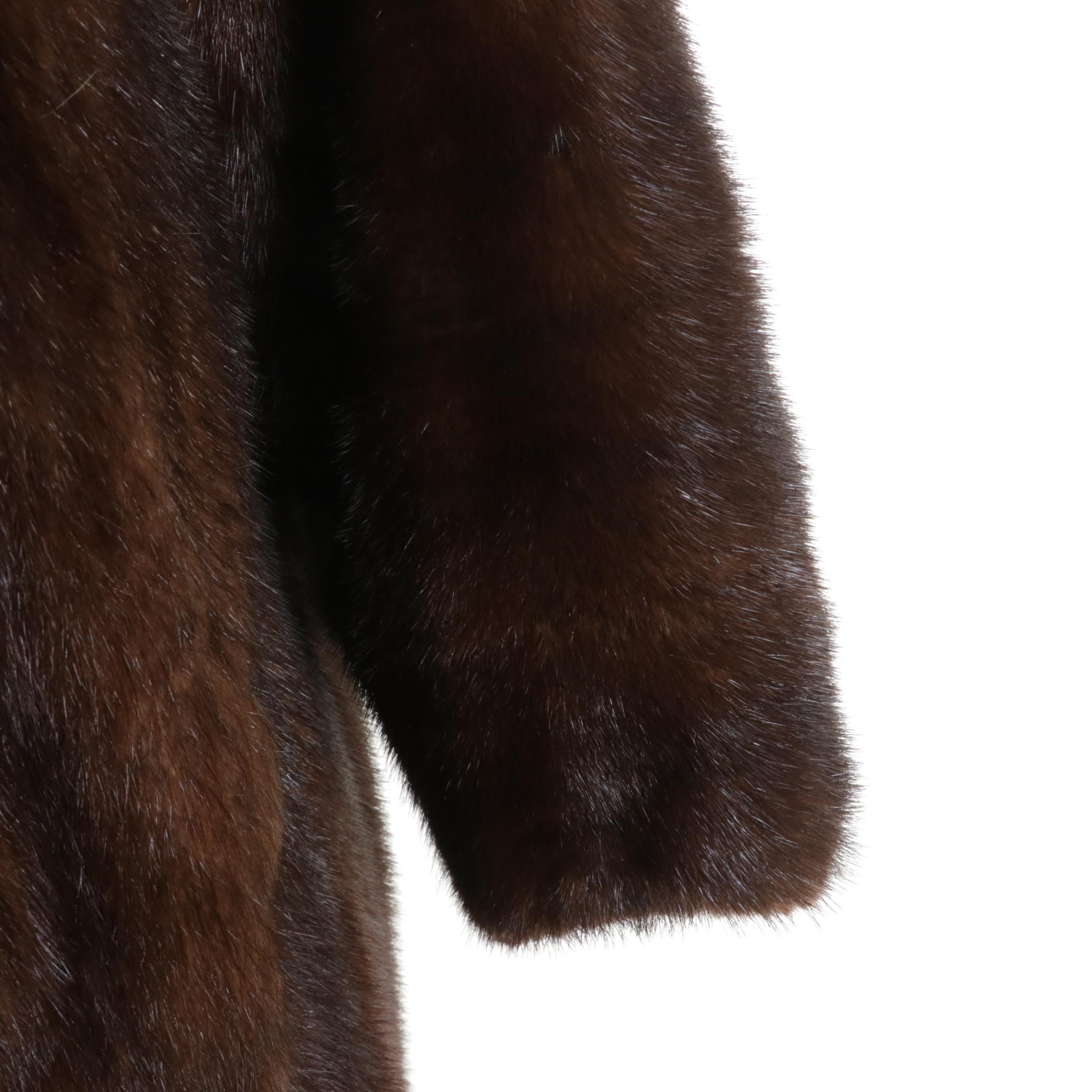 Ranch Mink Fur Stroller with Rolled Collar and Horizontal Pelt Sleeves