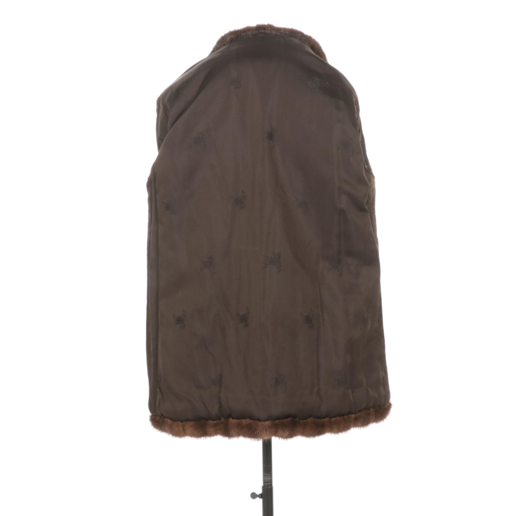 Ranch Mink Fur Stroller with Rolled Collar and Horizontal Pelt Sleeves