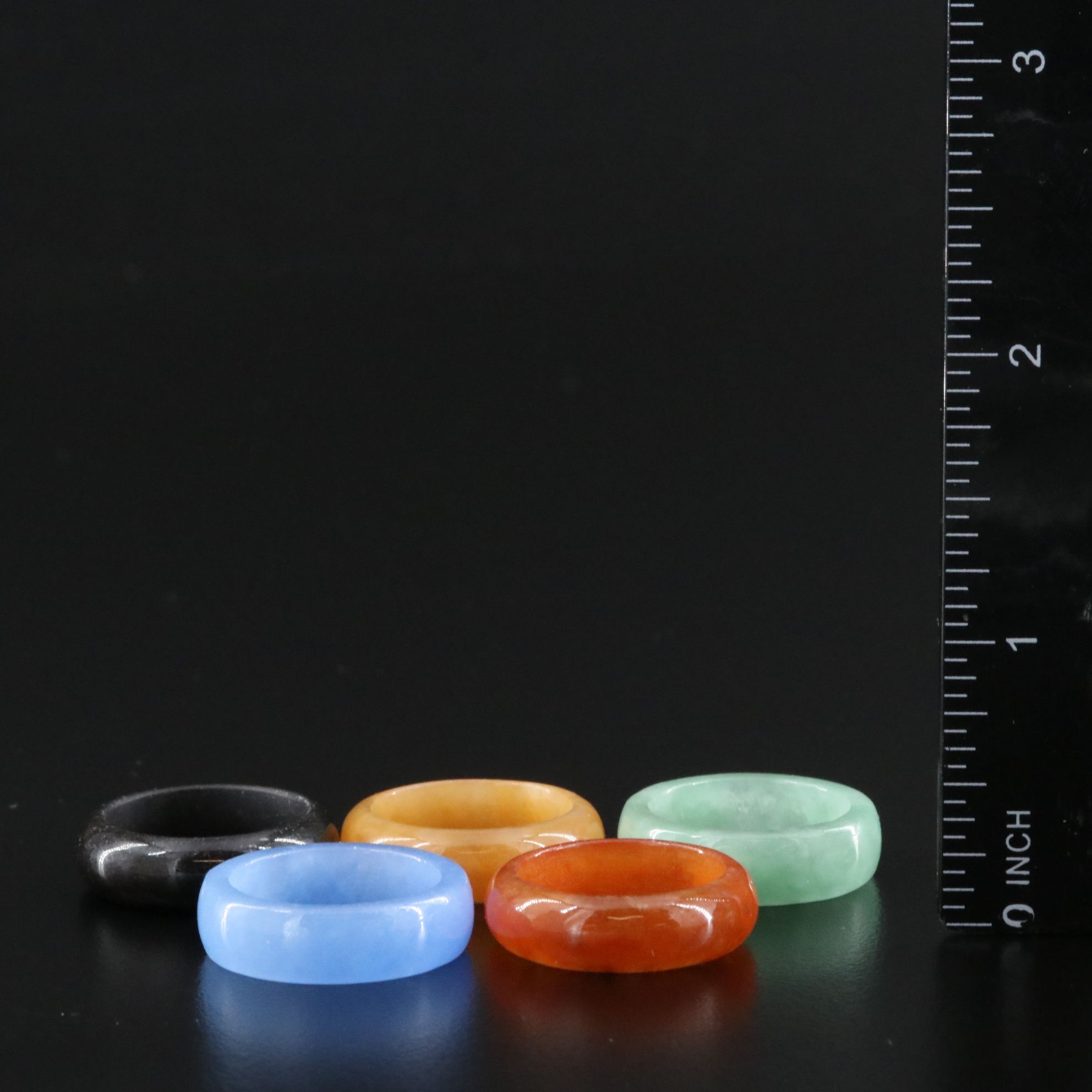 Jadeite and Black Onyx Hololith Rings