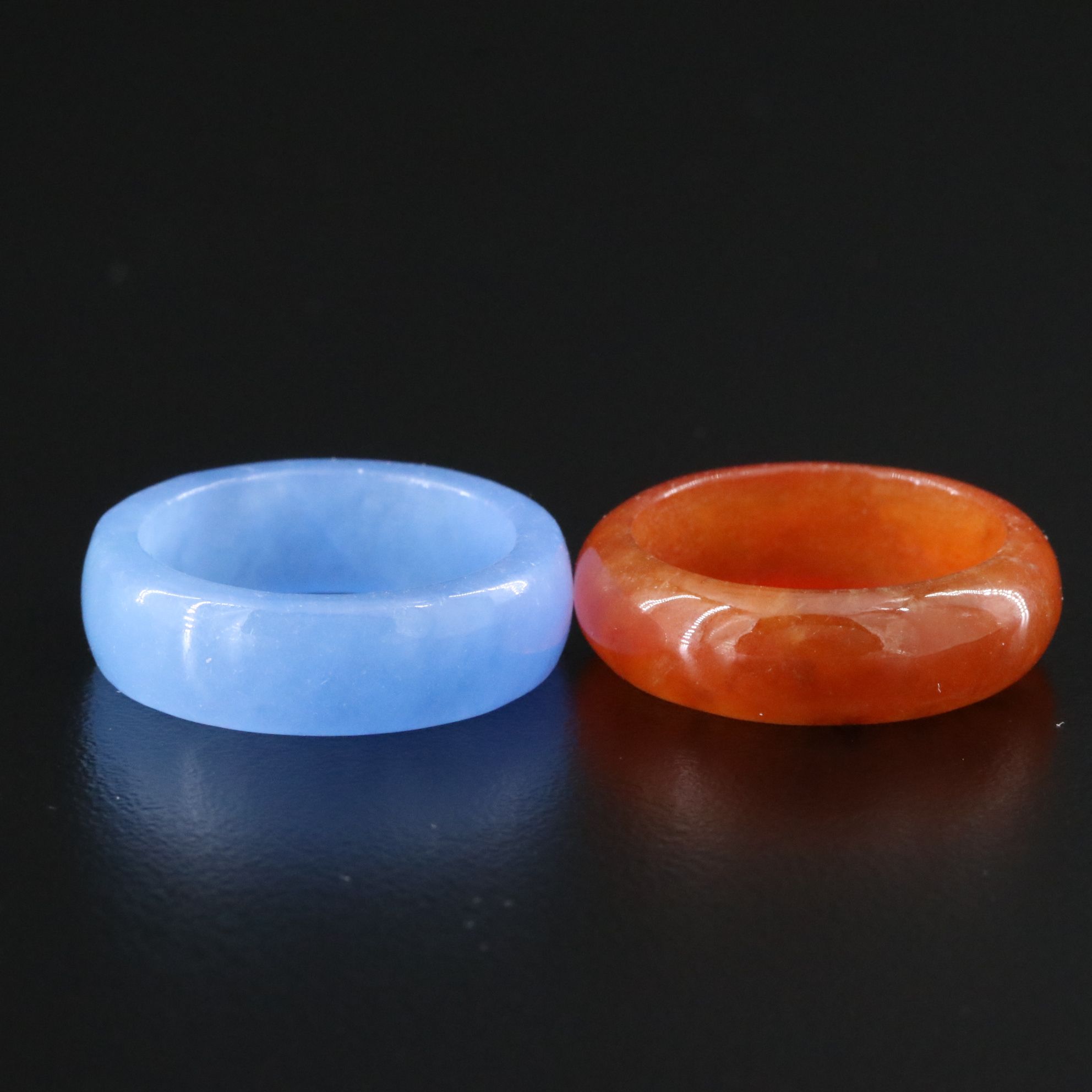 Jadeite and Black Onyx Hololith Rings