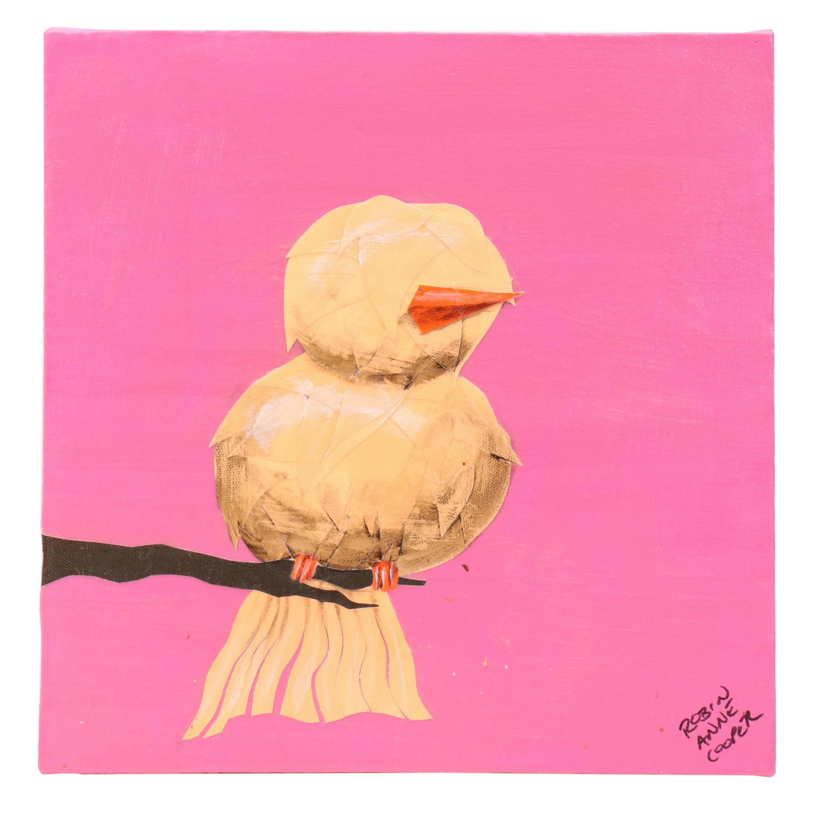 Robin Anne Cooper Collage of Bird, 21st Century