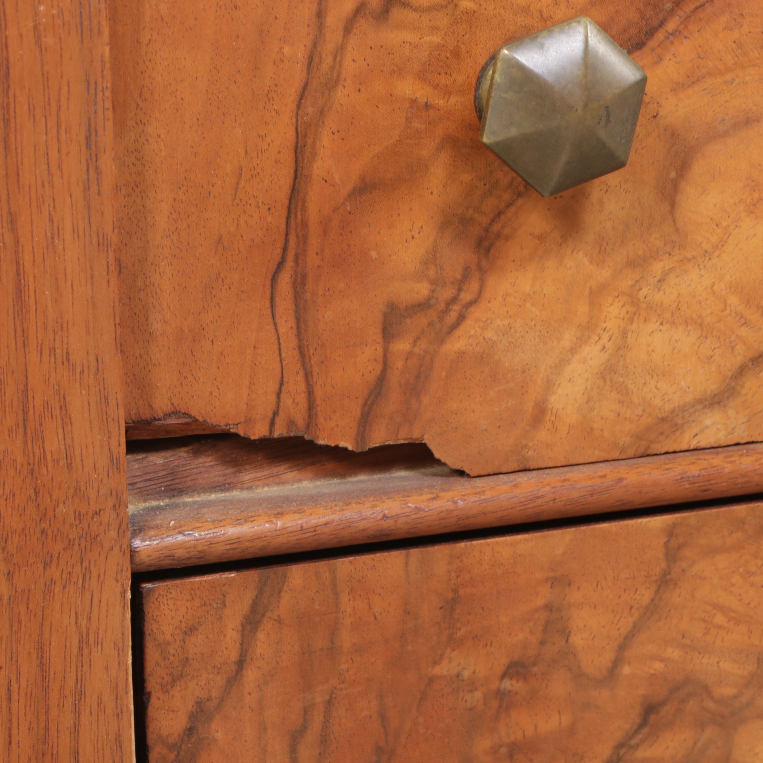 Burl Wood Three-Drawer Low Dresser