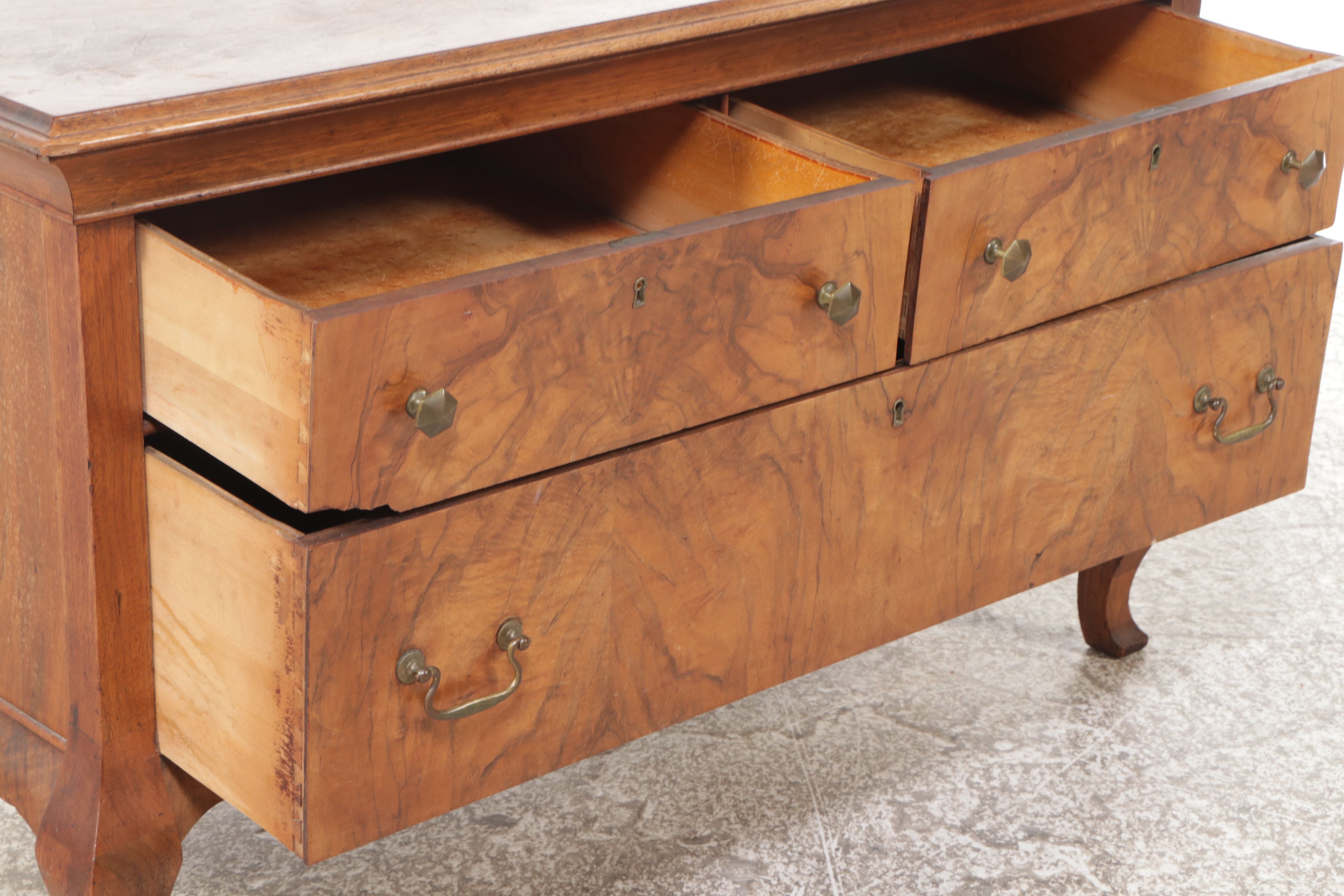 Burl Wood Three-Drawer Low Dresser