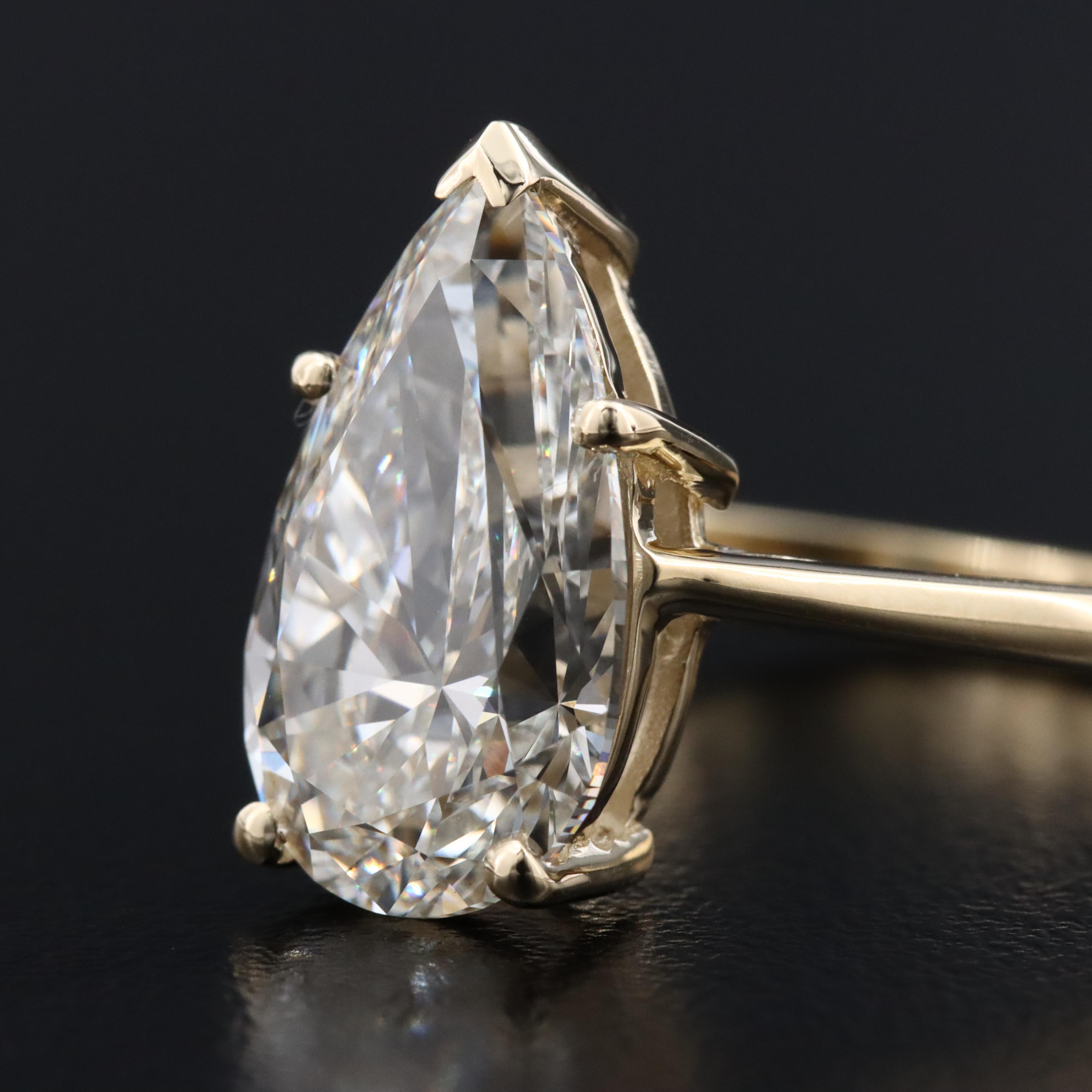 14K 4.17 CT Lab Grown Diamond Solitaire Ring with IGI Report